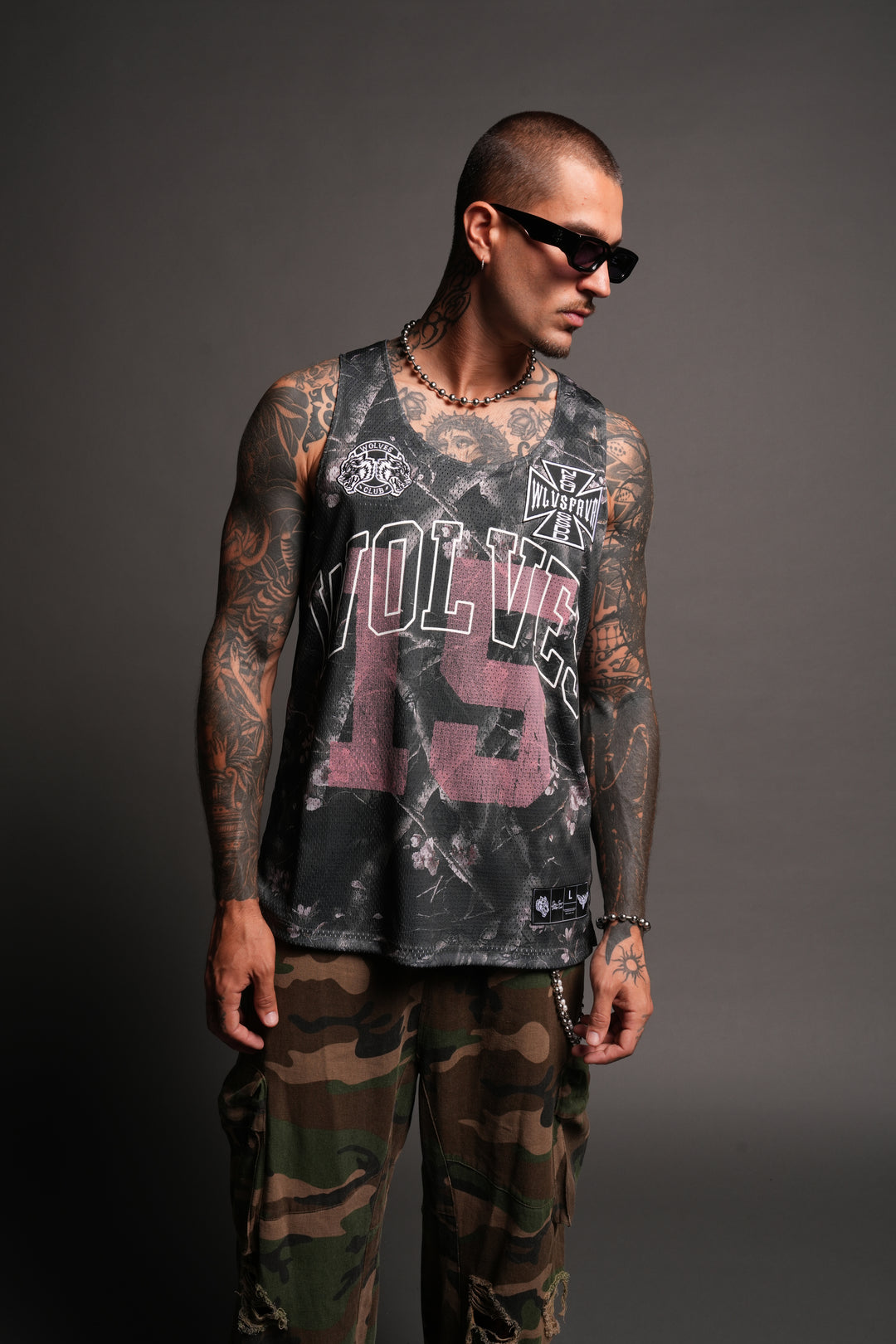 Shadow Blossom Reversible Bball Jersey In Slate Gray / All Of Us Camo