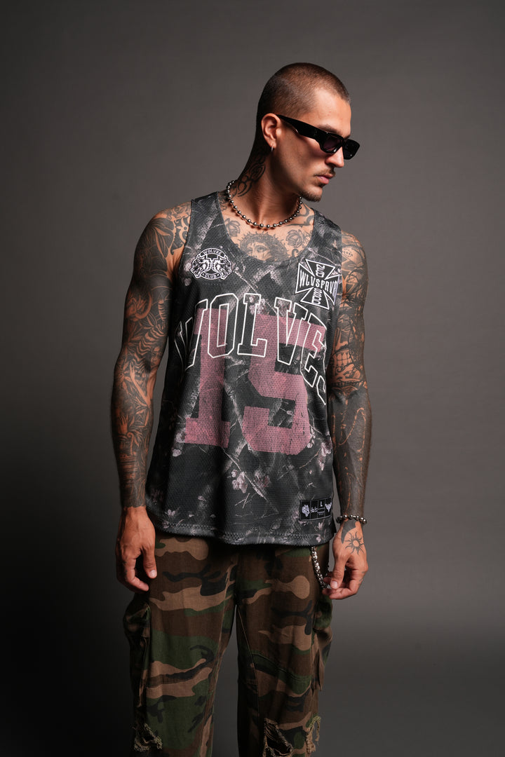 Shadow Blossom Reversible Bball Jersey In Slate Gray / All Of Us Camo