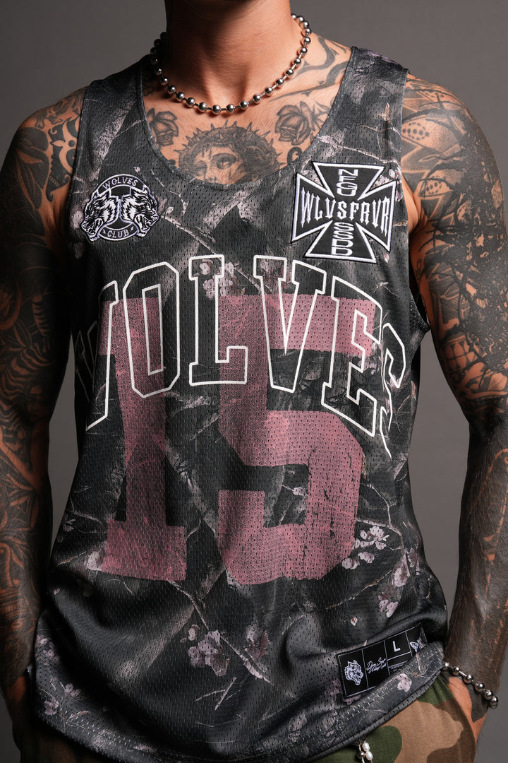Shadow Blossom Reversible Bball Jersey In Slate Gray / All Of Us Camo
