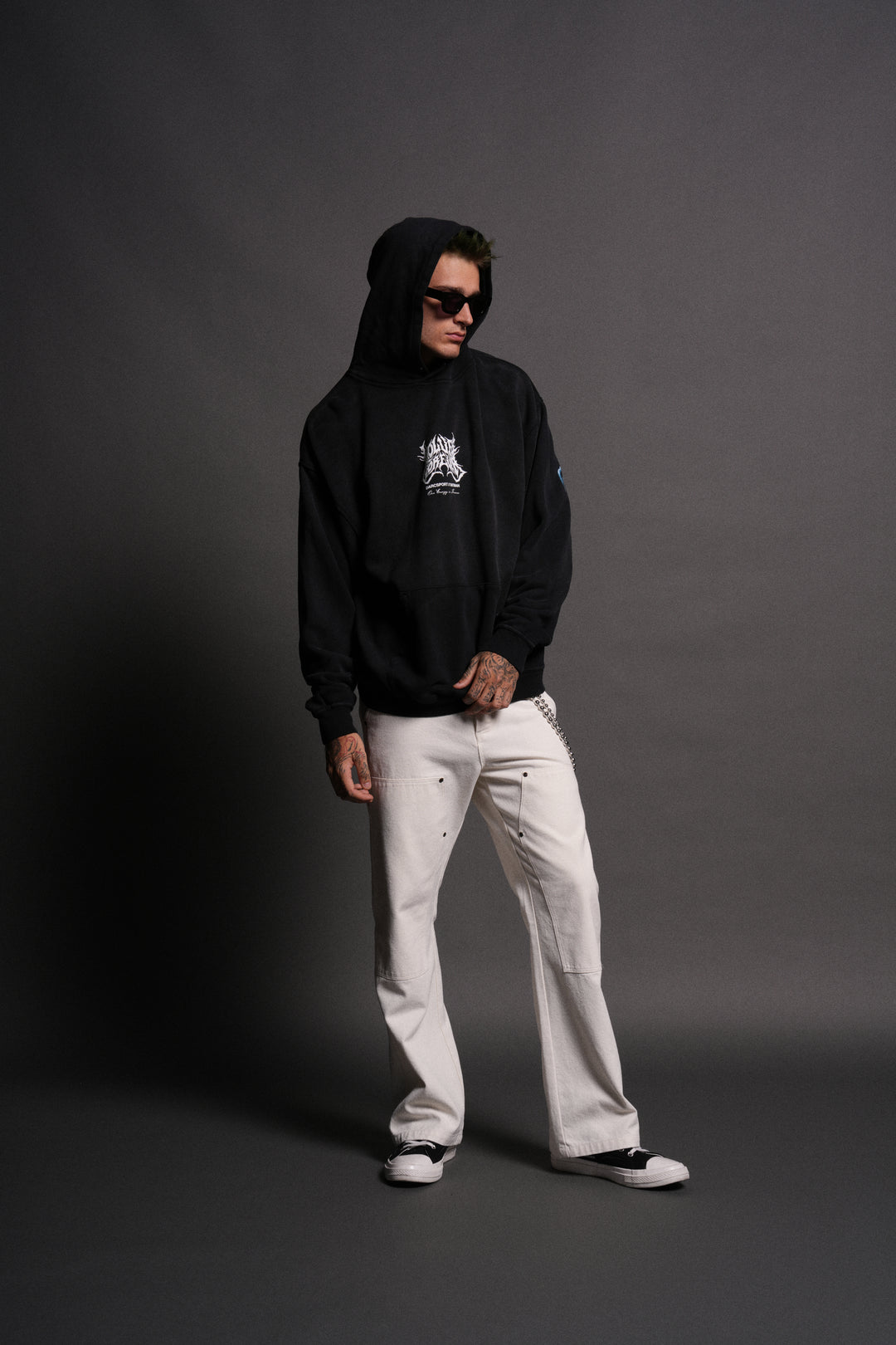 Born in the Shadows "Pierce" Hoodie in Black Drift Wash