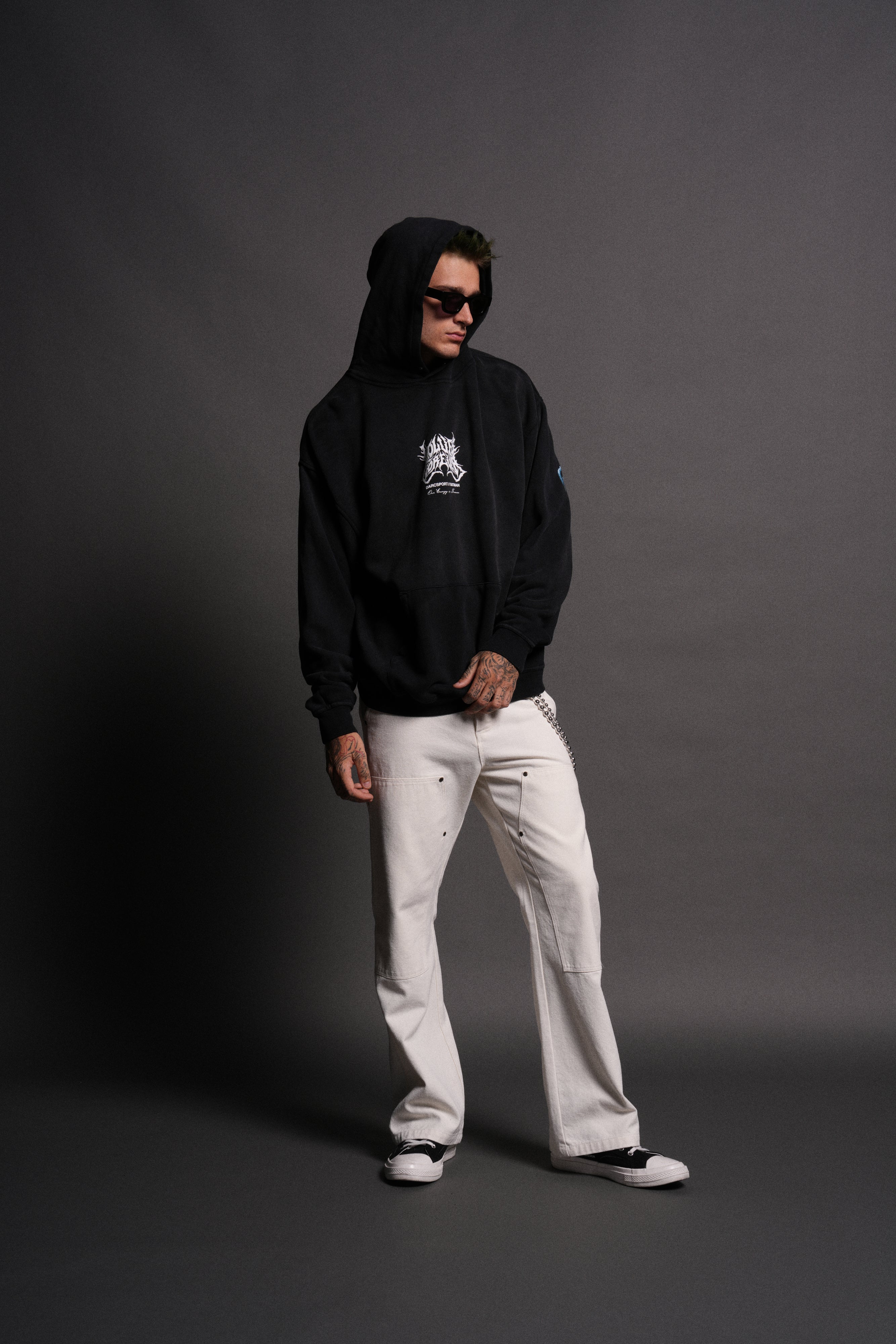 Born in the Shadows "Pierce" Hoodie in Black Drift Wash