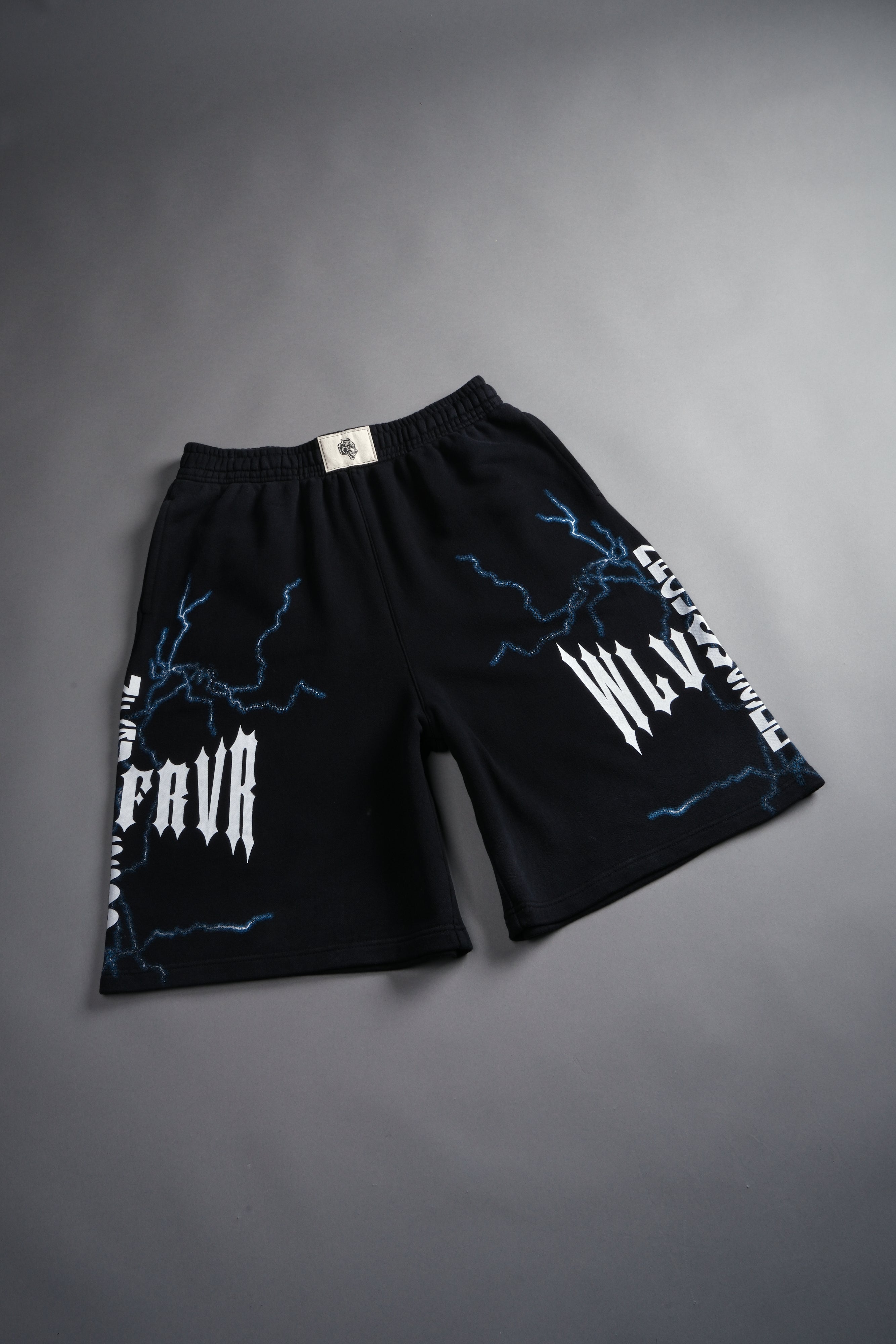 Iron Code Oversized Osiris Sweat Shorts in Black Drift Wash