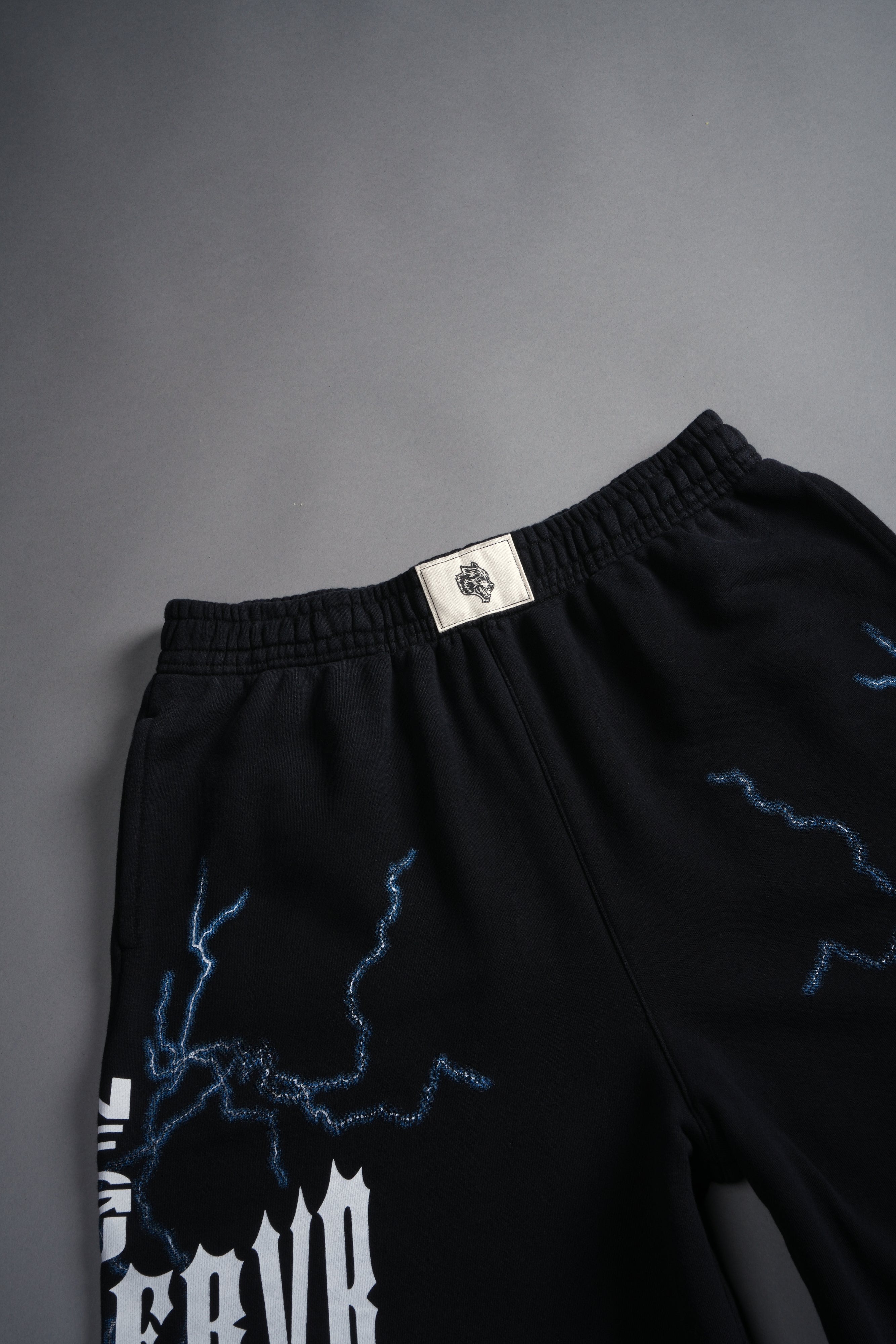 Iron Code Oversized Osiris Sweat Shorts in Black Drift Wash