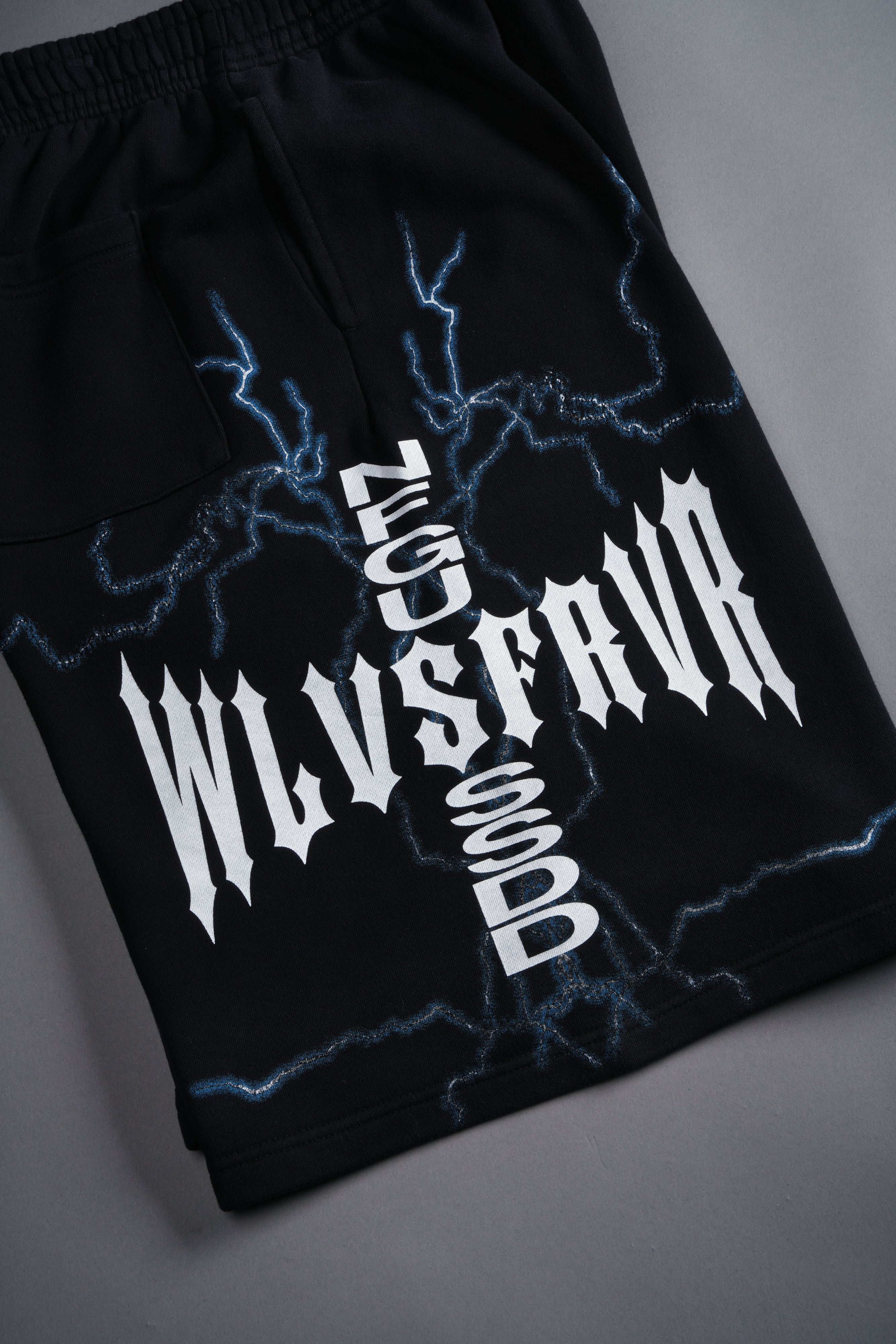 Iron Code Oversized Osiris Sweat Shorts in Black Drift Wash
