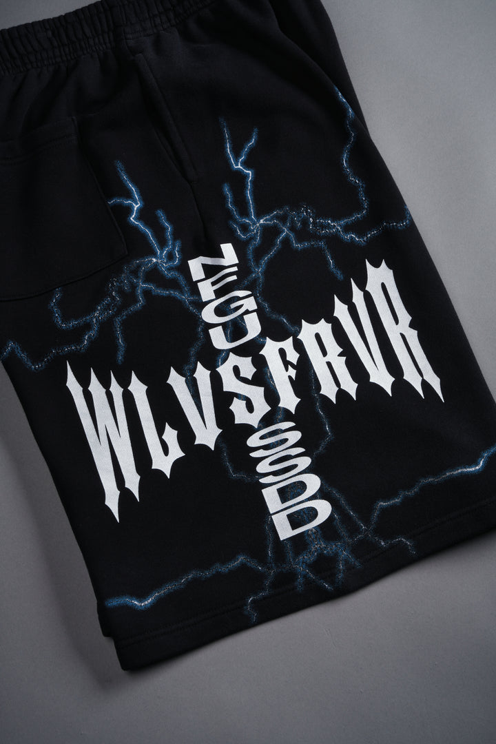 Iron Code Oversized Osiris Sweat Shorts in Black Drift Wash