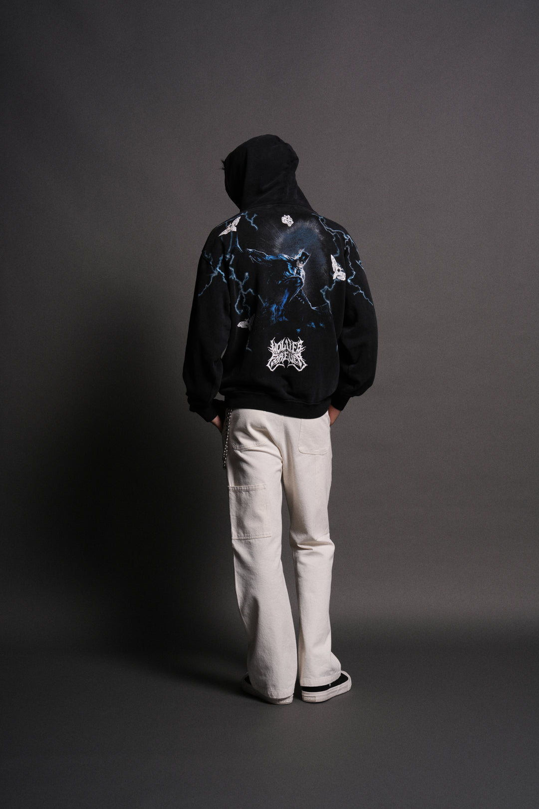 Born in the Shadows "Pierce" Hoodie in Black Drift Wash