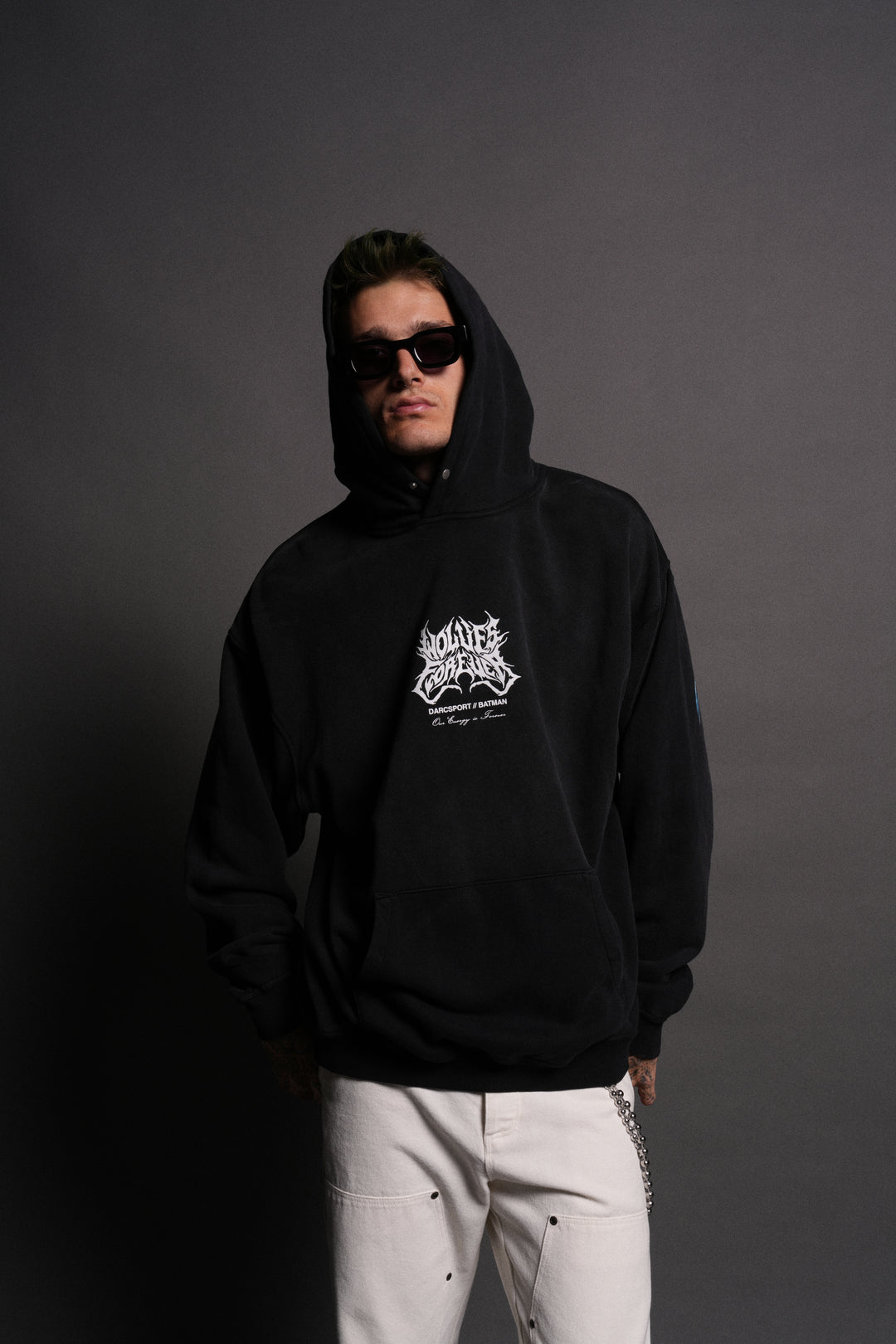 Born in the Shadows "Pierce" Hoodie in Black Drift Wash