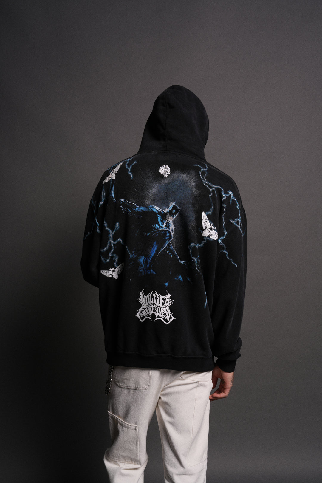 Born in the Shadows "Pierce" Hoodie in Black Drift Wash