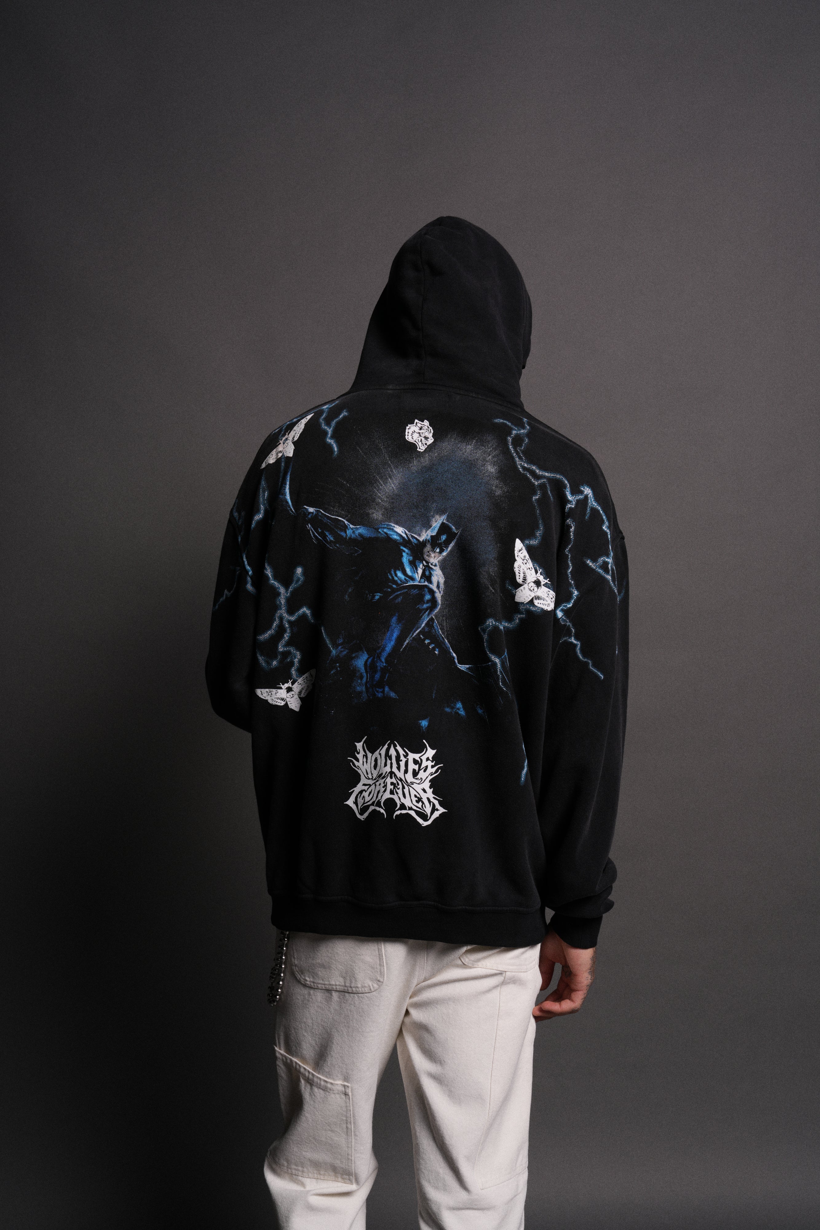 Born in the Shadows "Pierce" Hoodie in Black Drift Wash