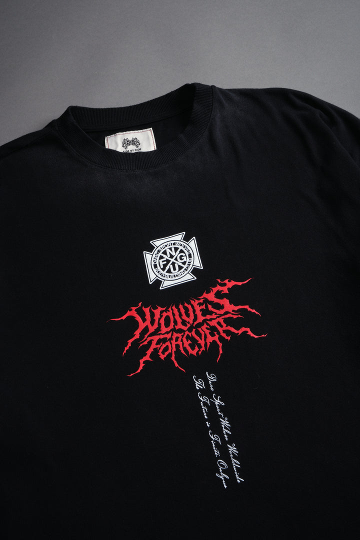 Future's Call "Side By Side" Series Premium Oversized Tee in Black Drift Wash