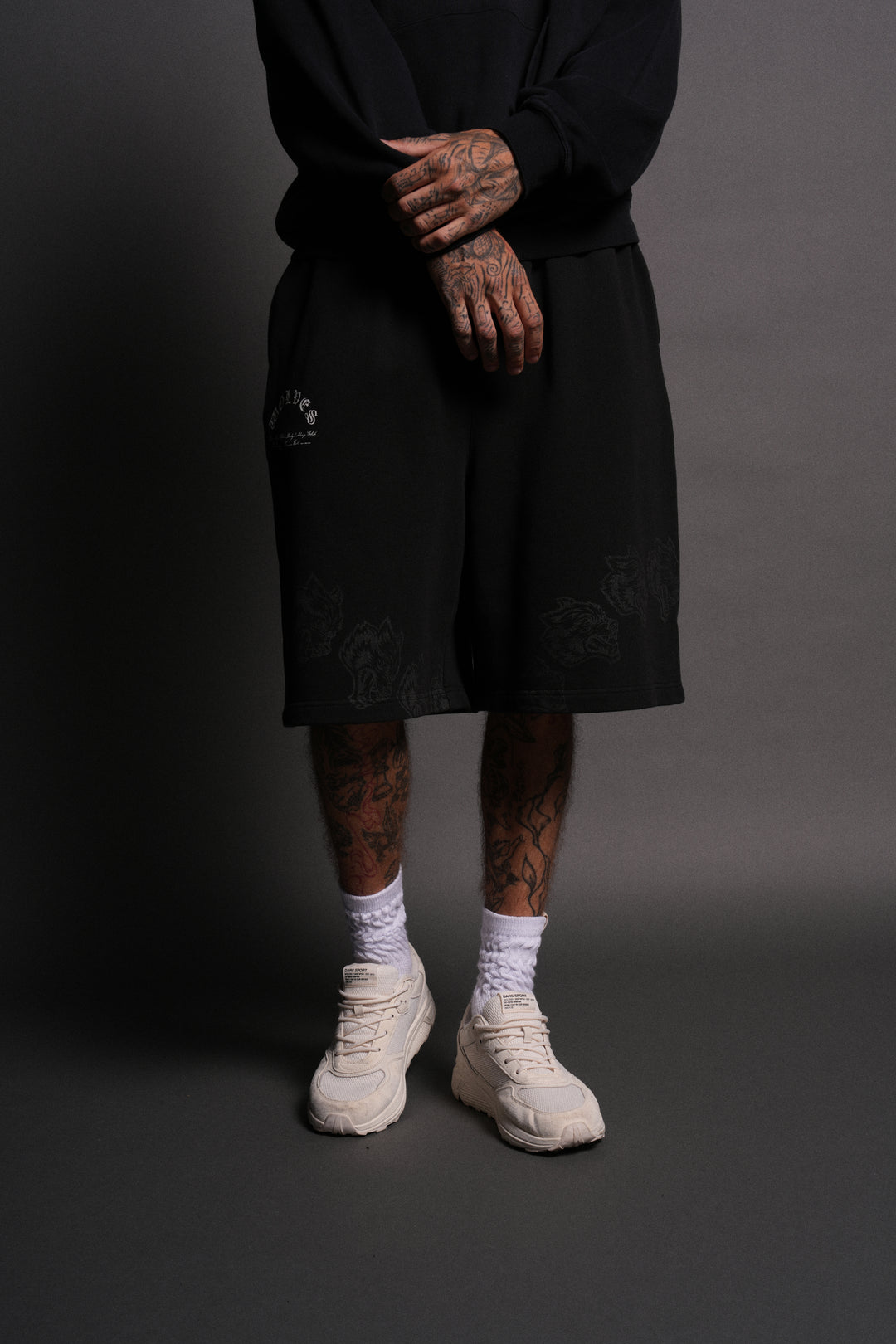Only Wolves Oversized Osiris Sweat Shorts in Black
