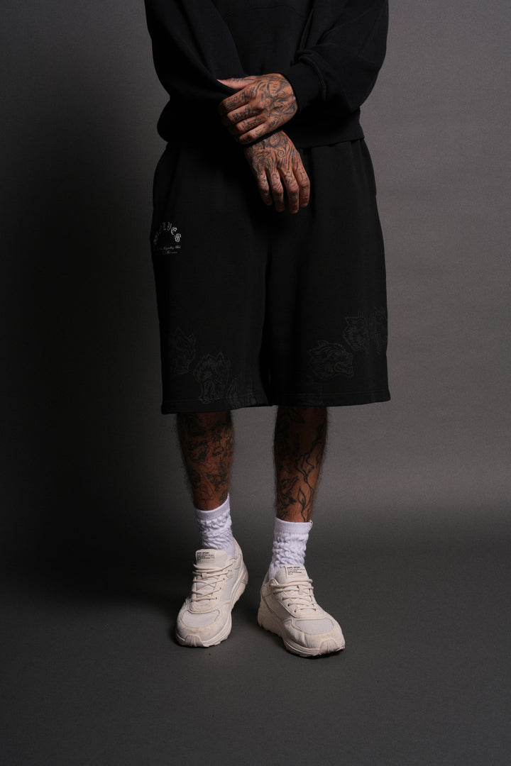 Only Wolves Oversized Osiris Sweat Shorts in Black