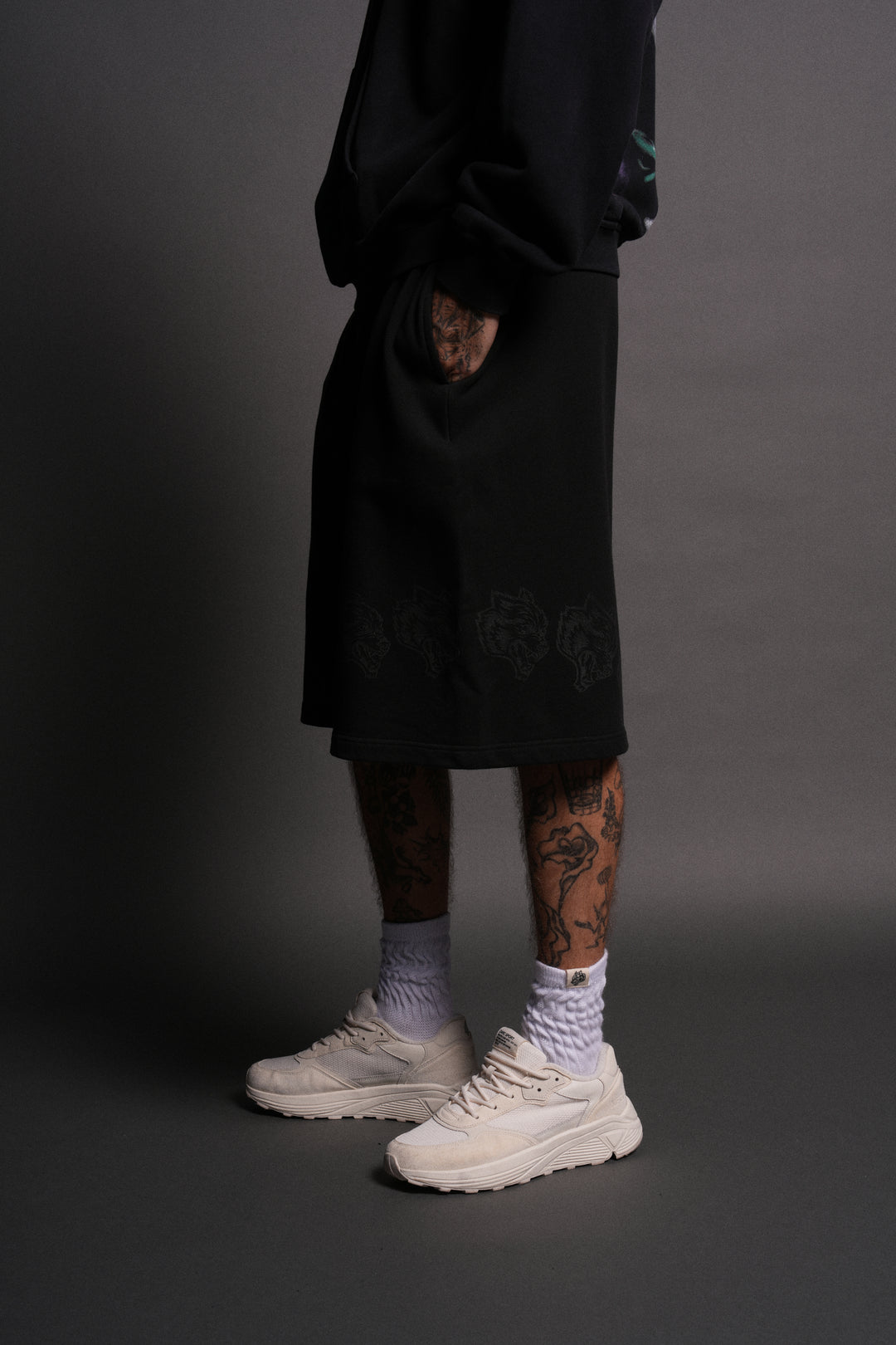 Only Wolves Oversized Osiris Sweat Shorts in Black