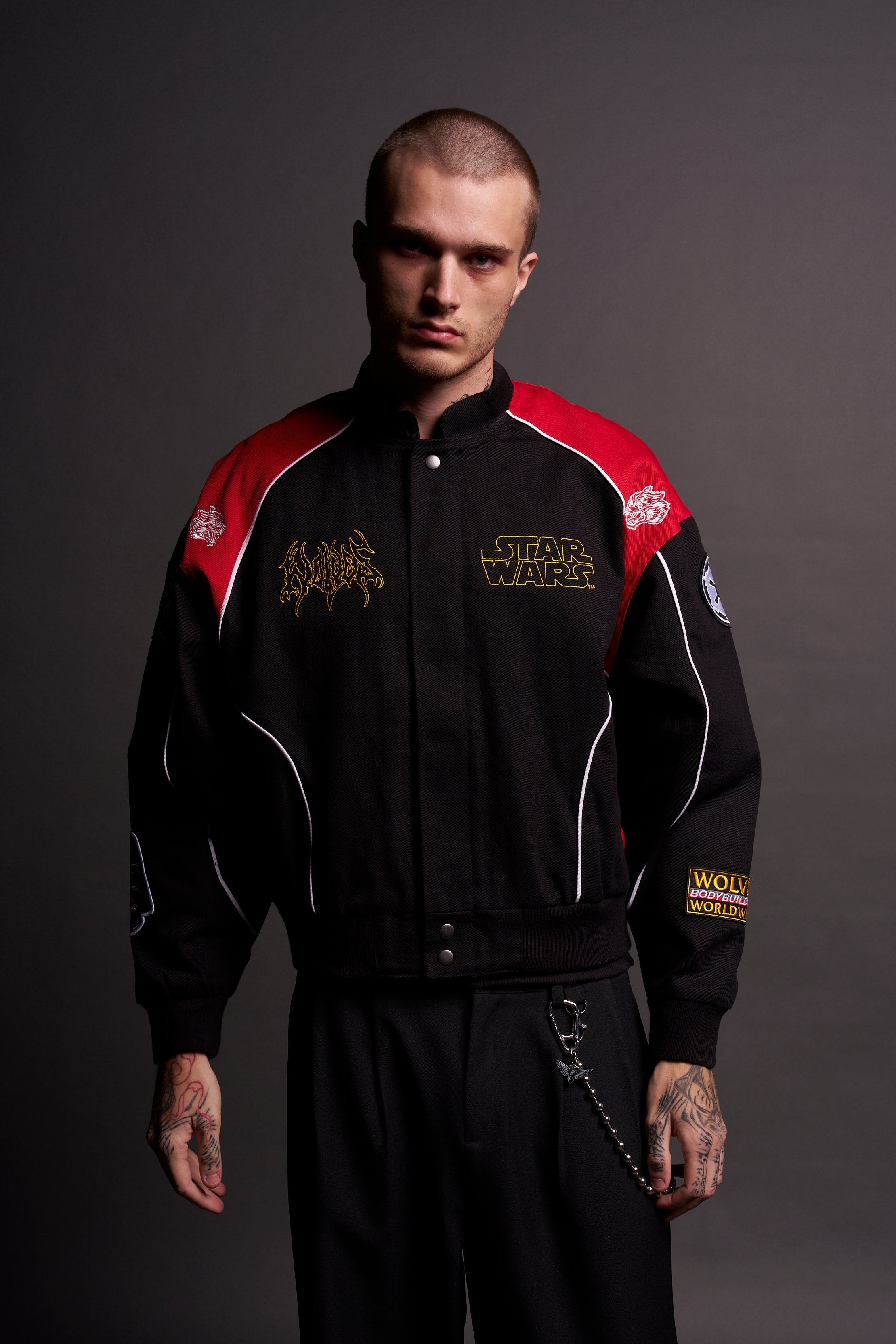 You Underestimate My Power Grit Road Racing Jacket in Black/Red