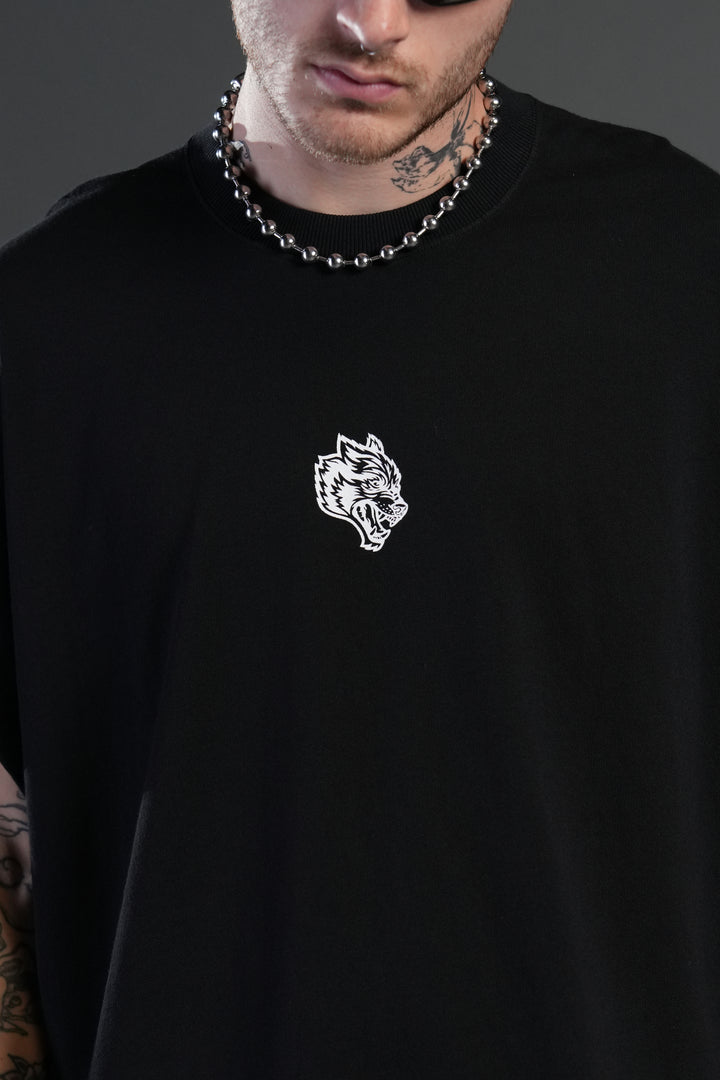 Wolf Head Grunge Cut-Off Tee in Black