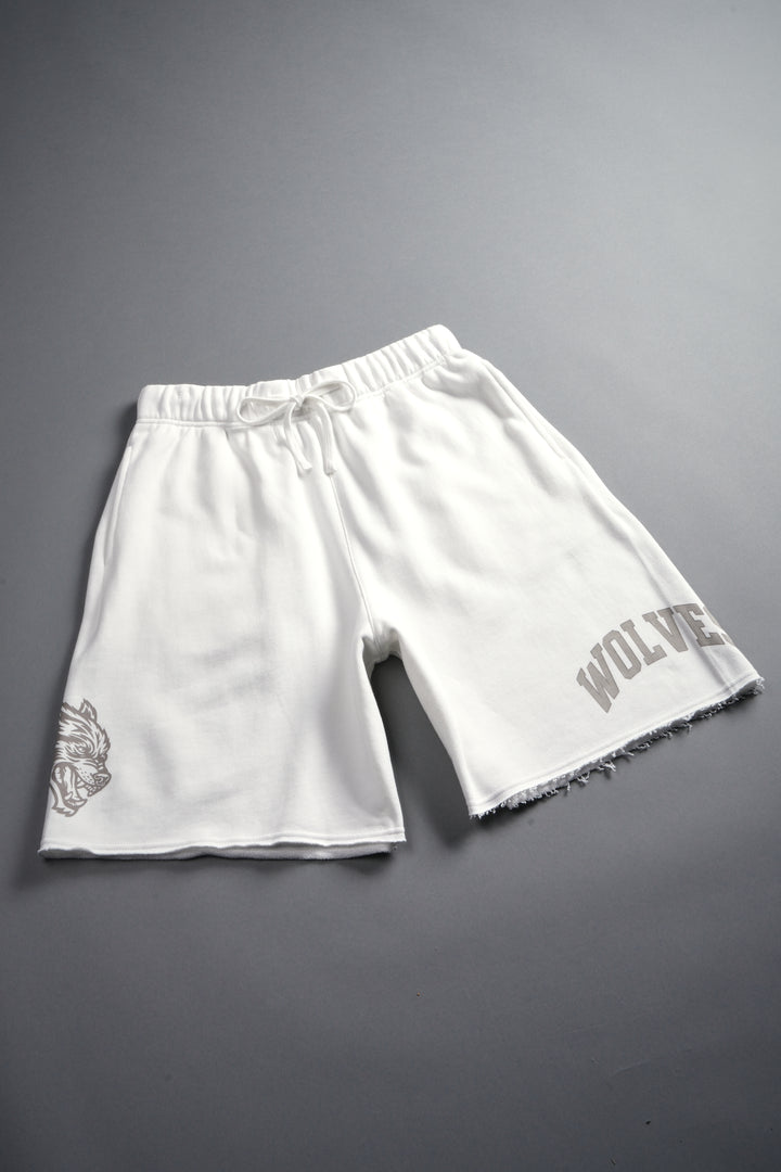Loyalty Frvr Raw Hem Oversized Post Lounge Sweat Shorts in Cream