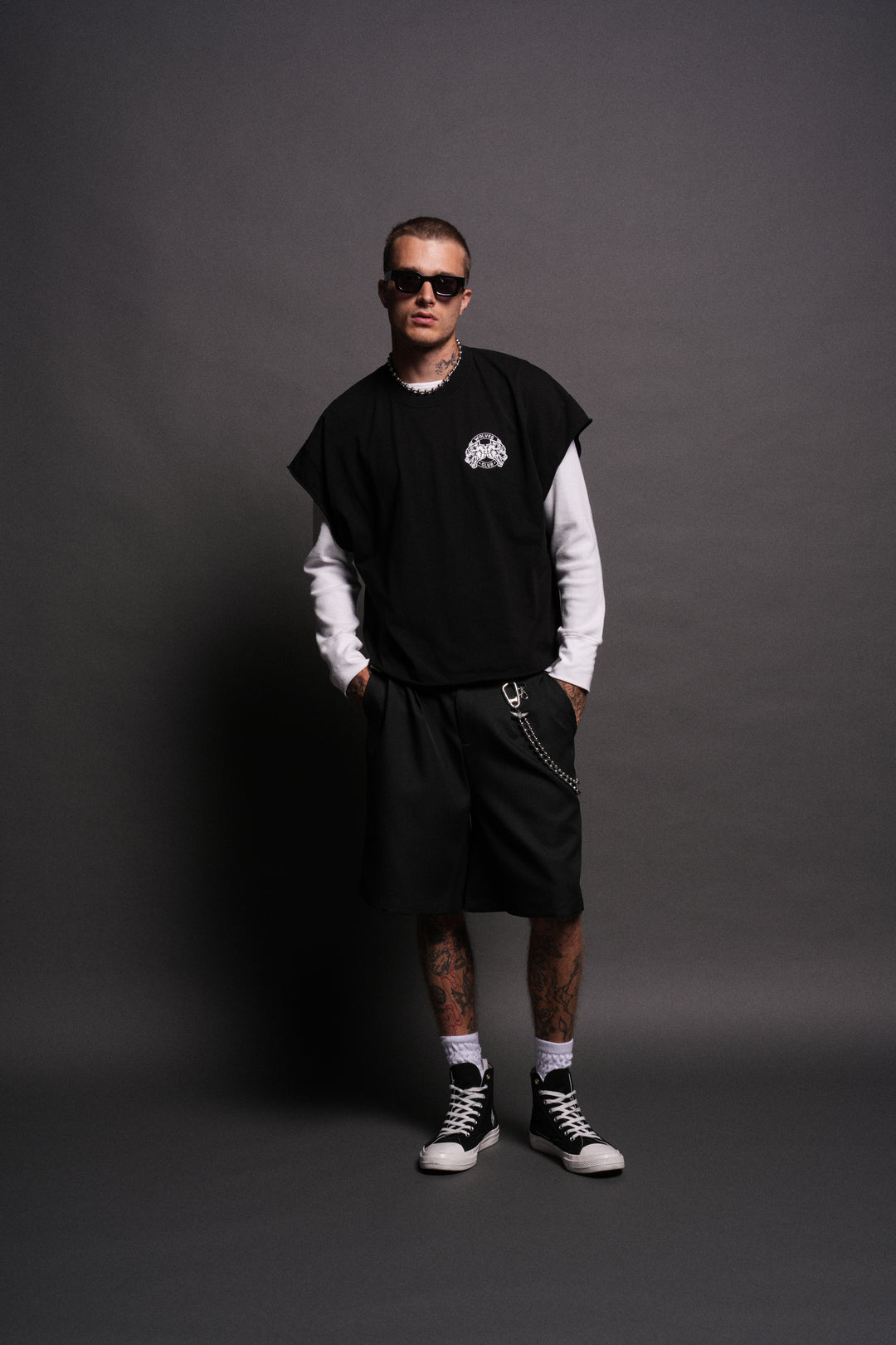 Wolves Club 2015 Till Forever Grunge Cut-Off Tee in Black