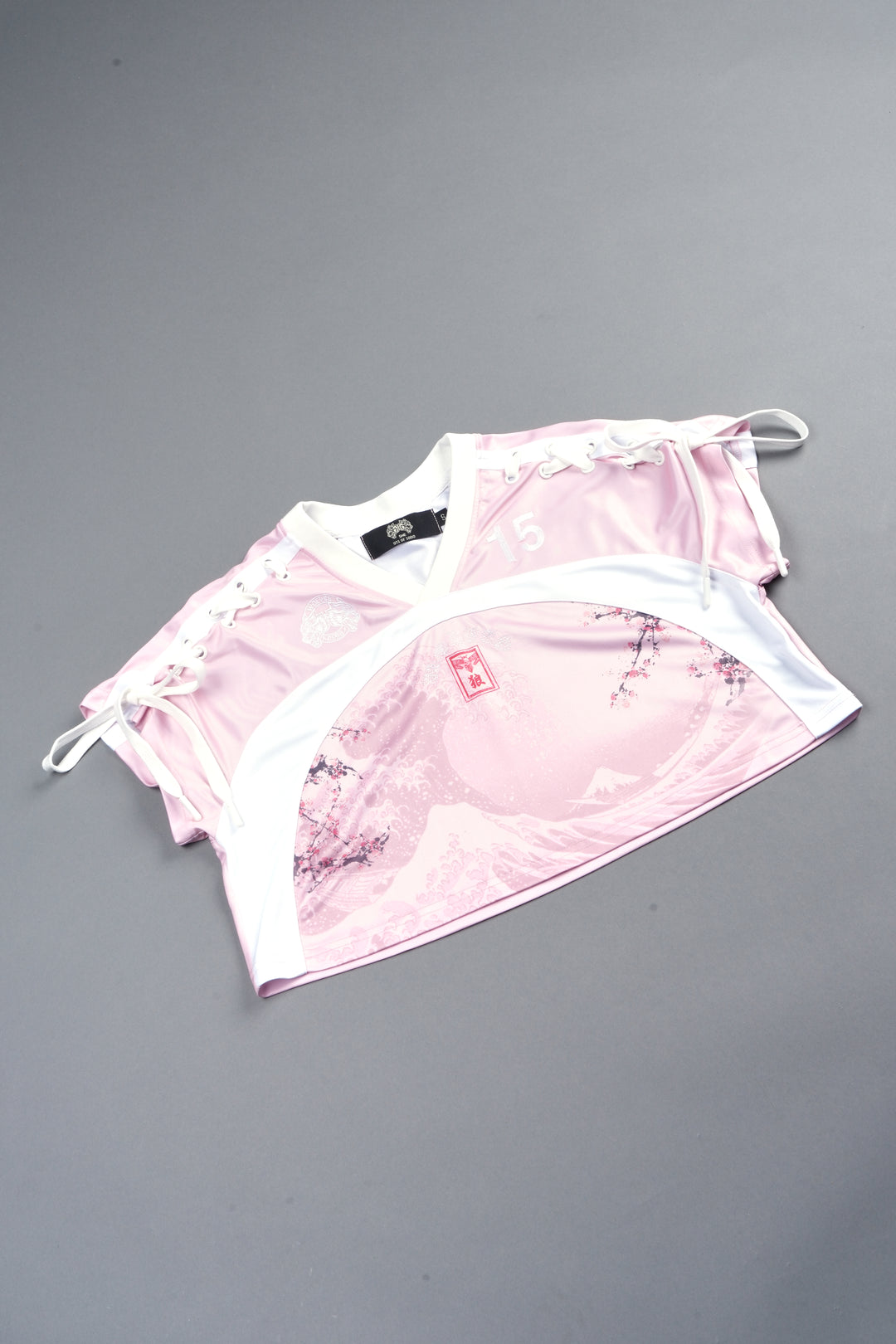 She Wave She Laced Crop Jersey Top in Blush Pink