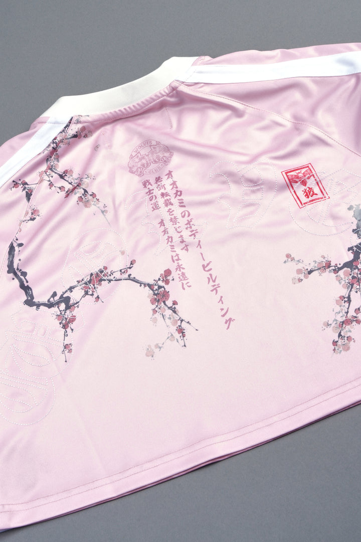 She Wave She Laced Crop Jersey Top in Blush Pink