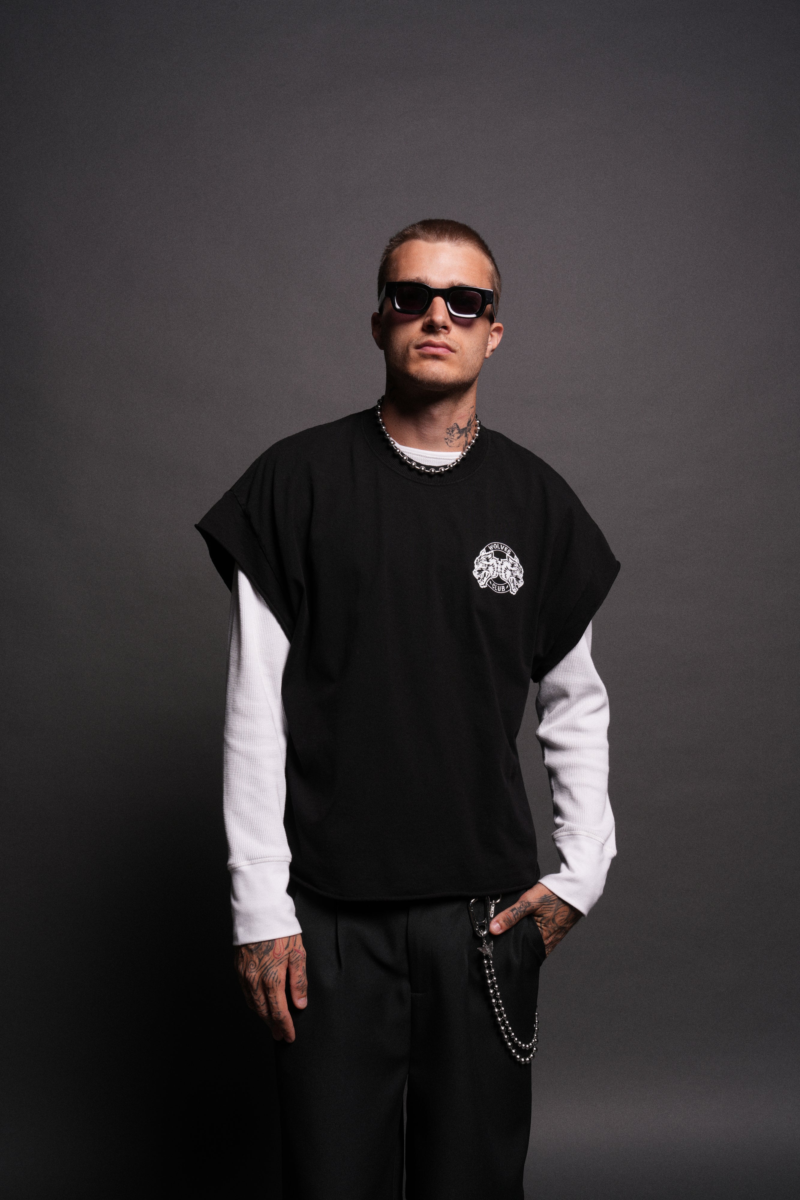 Wolves Club 2015 Till Forever Grunge Cut-Off Tee in Black