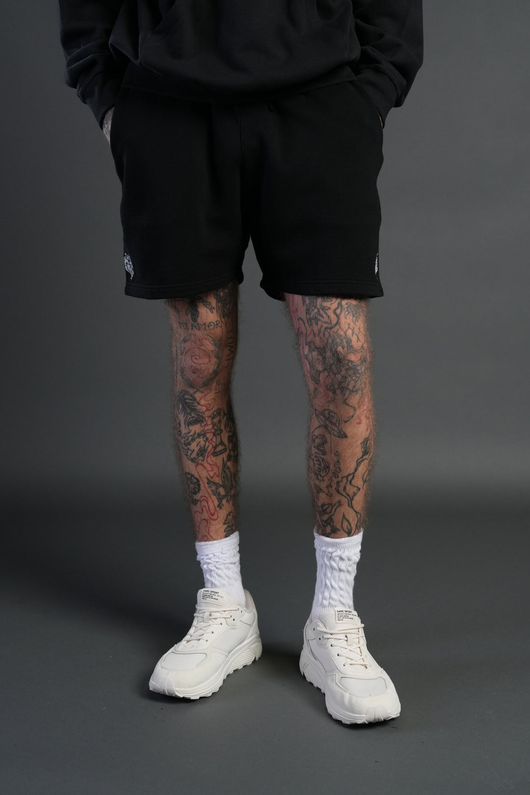 Dual Post Lounge Sweat Shorts in Black