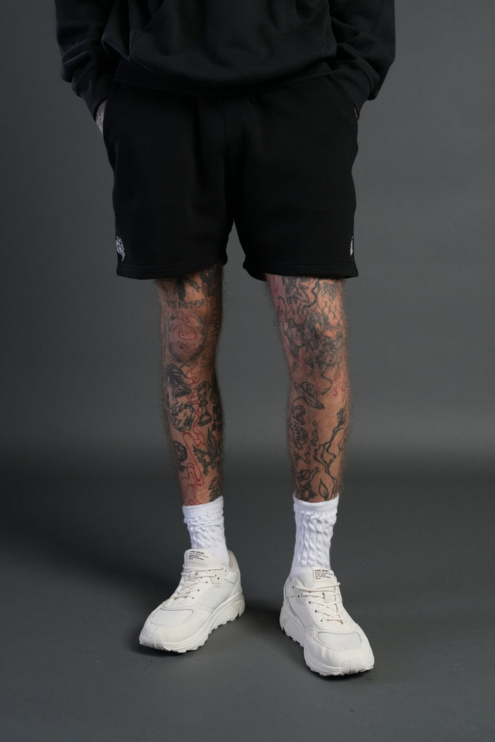 Dual Post Lounge Sweat Shorts in Black