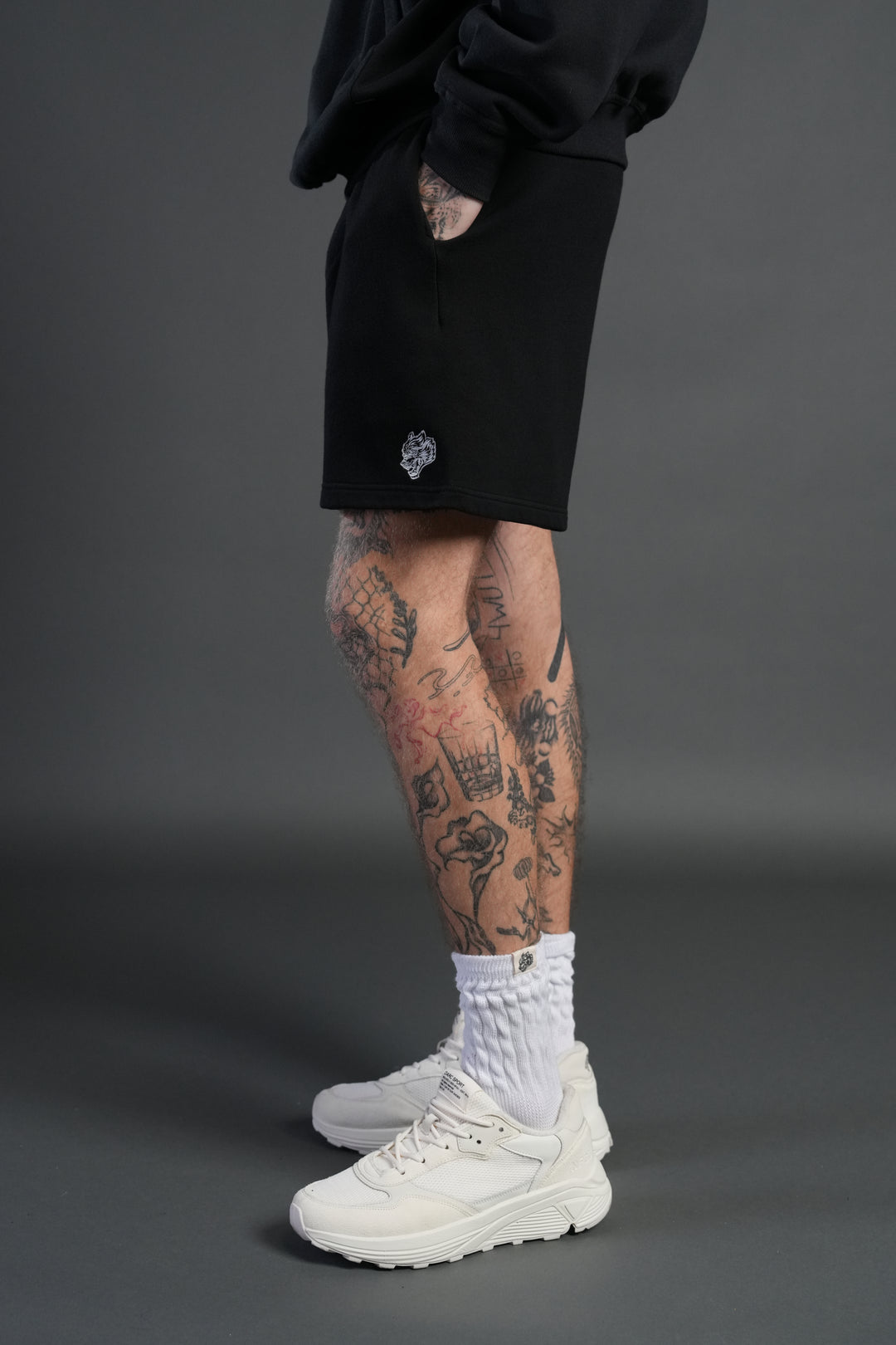 Dual Post Lounge Sweat Shorts in Black