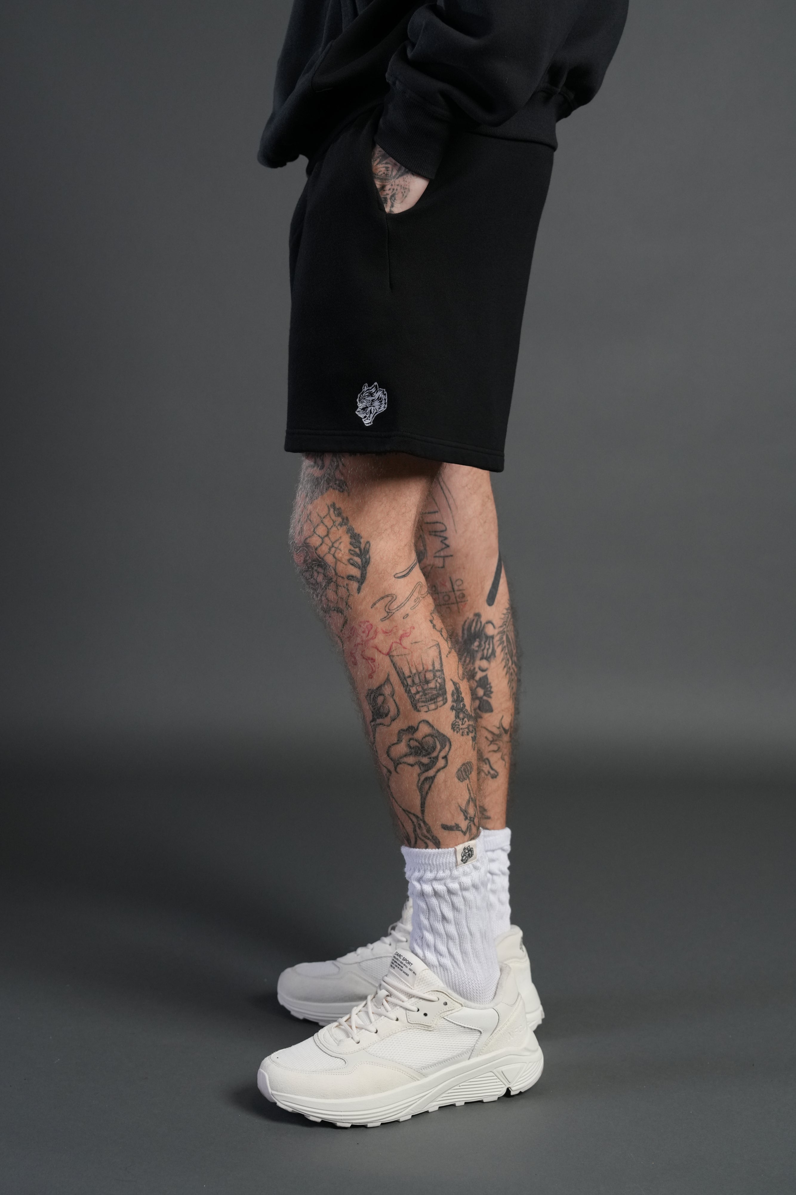 Dual Post Lounge Sweat Shorts in Black