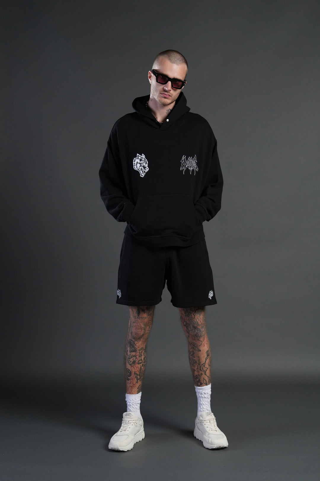 Dual Post Lounge Sweat Shorts in Black