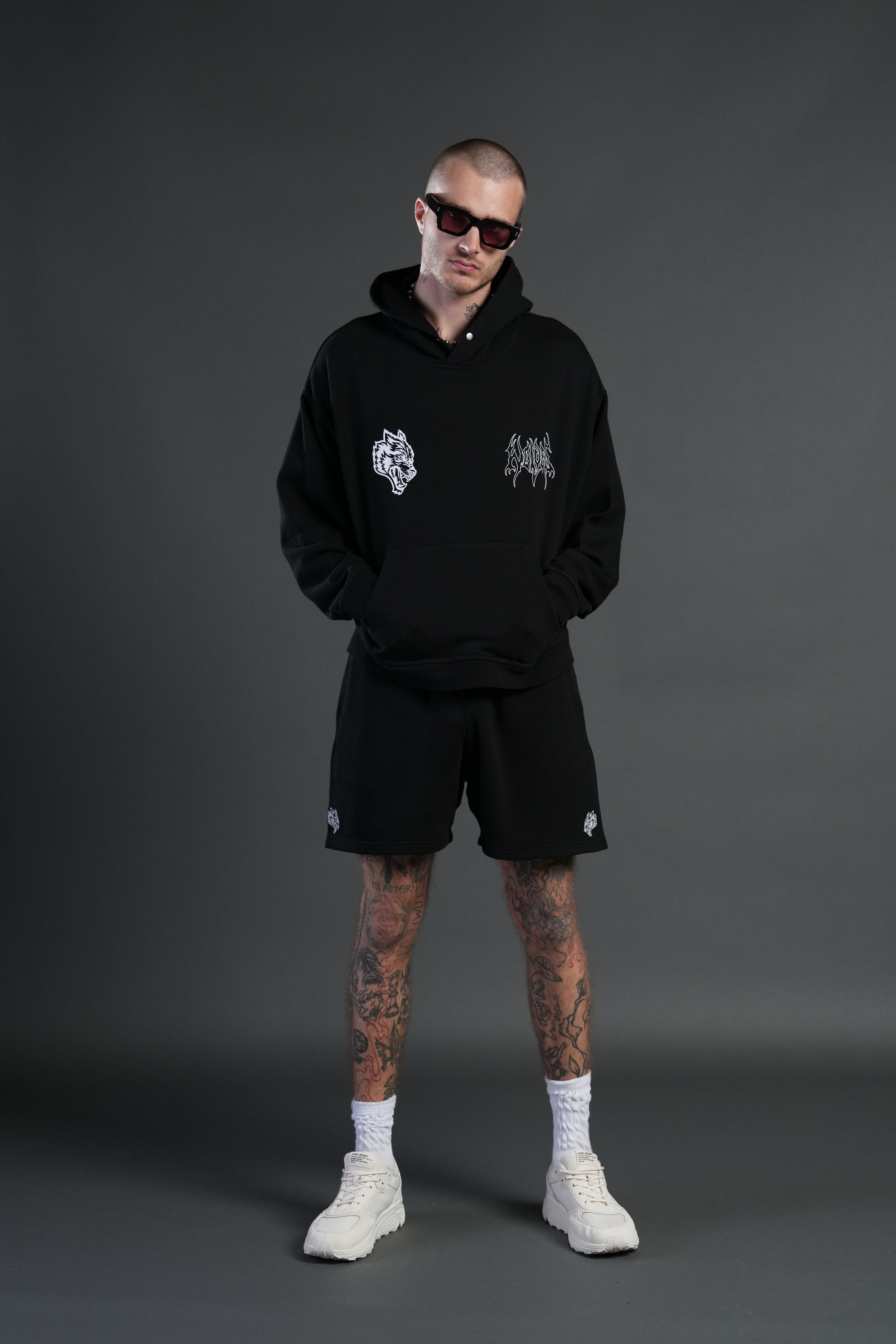 Dual Post Lounge Sweat Shorts in Black