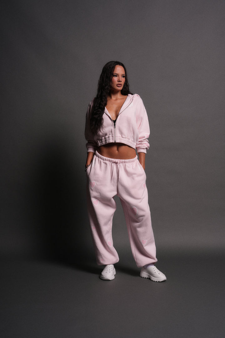 Her Energy "Chambers" (Cropped) Zip Hoodie in Blush Pink