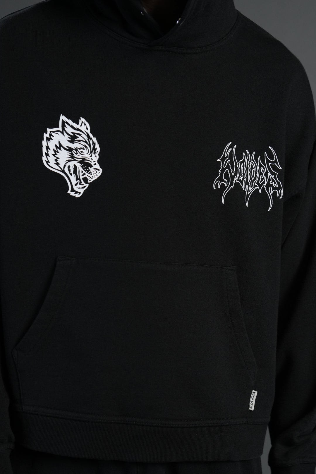 Wolf Hesh FRVR "Grunge" Box Cut Hoodie in Black