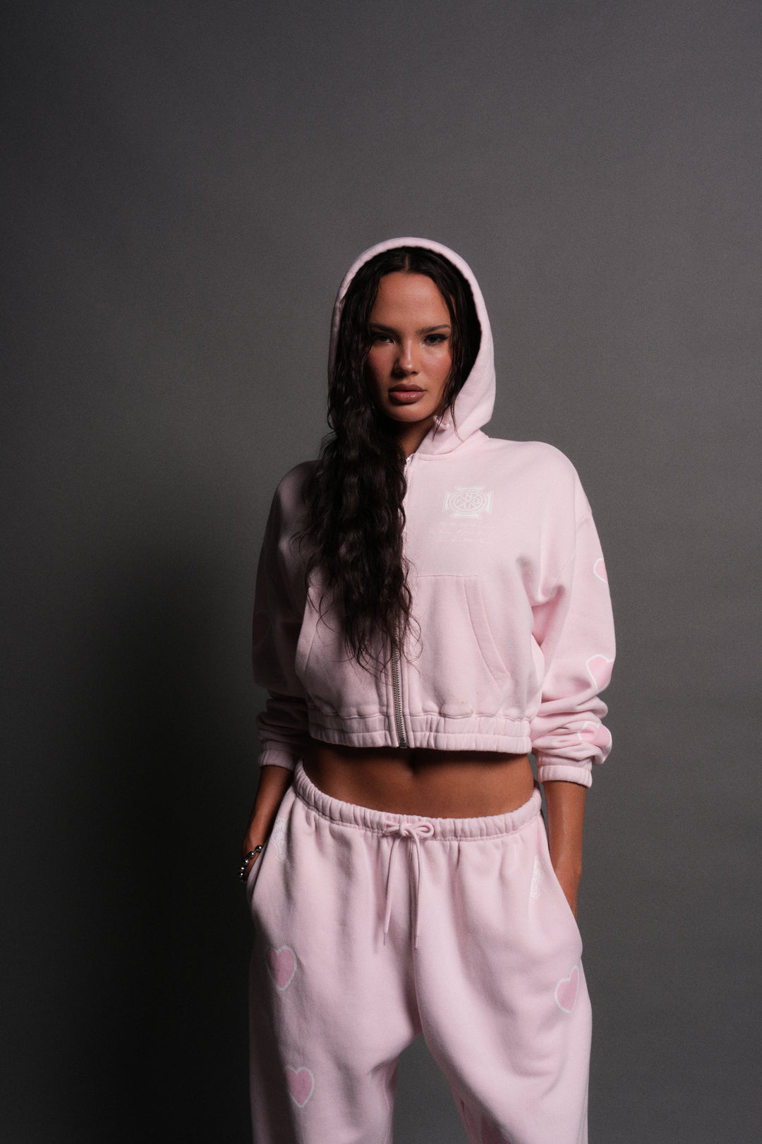 Her Energy "Chambers" (Cropped) Zip Hoodie in Blush Pink