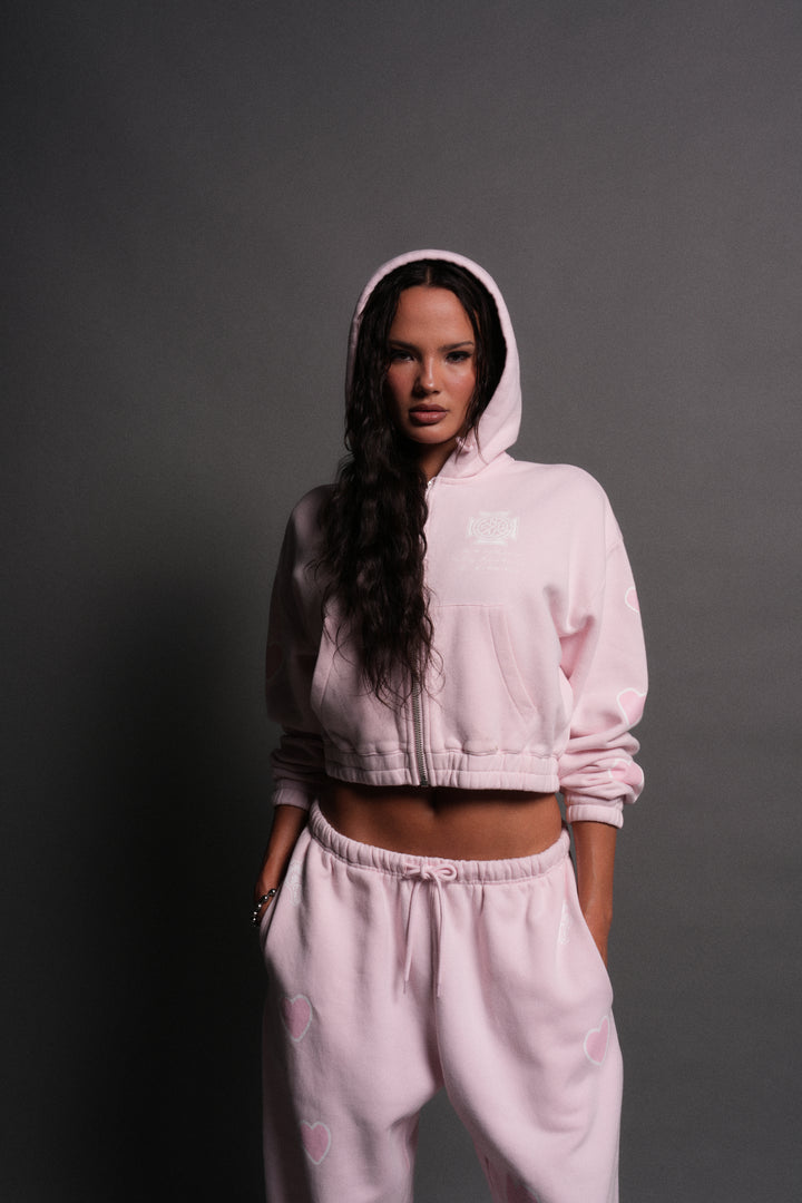 Her Energy "Chambers" (Cropped) Zip Hoodie in Blush Pink