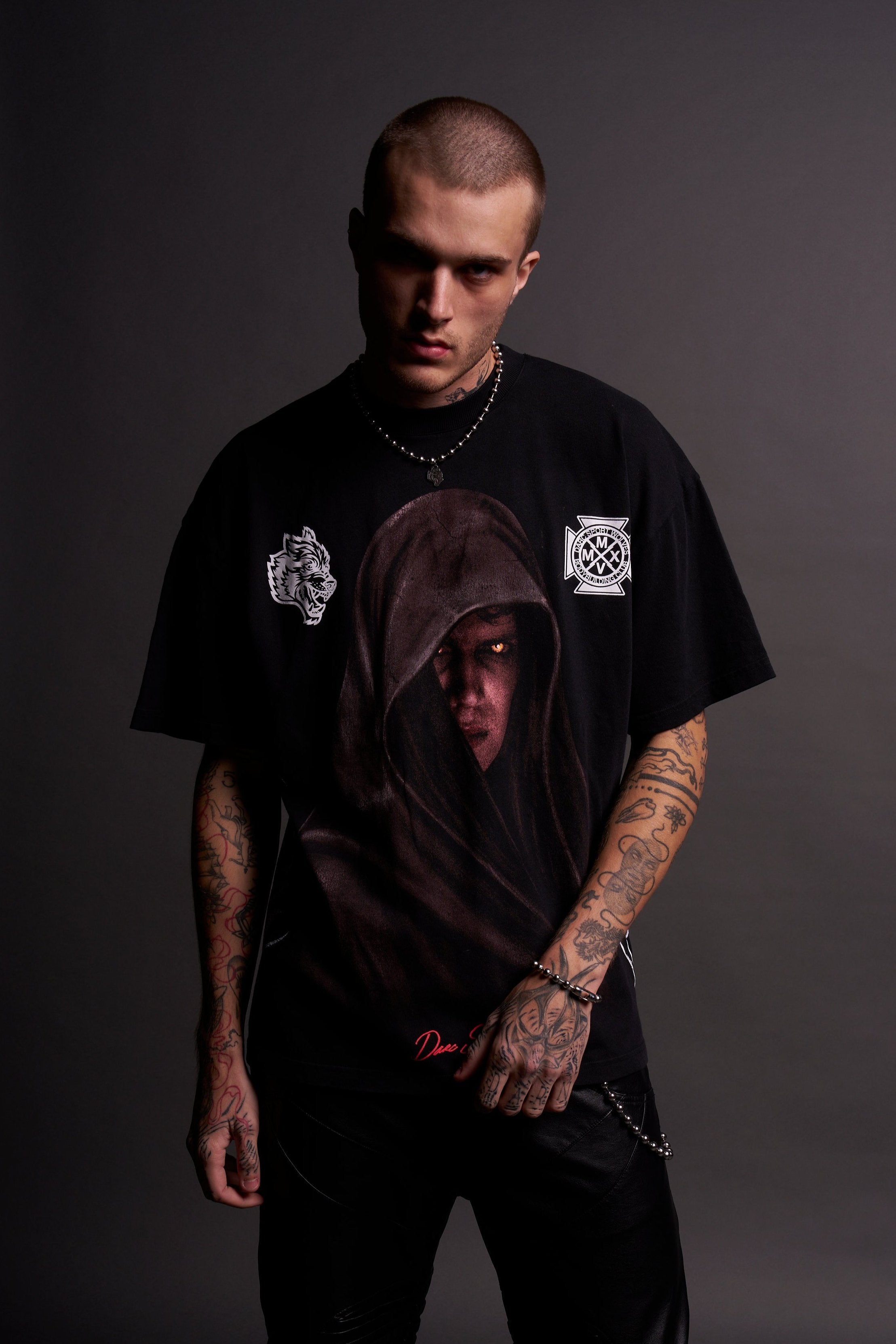 Revenge "Side By Side" Oversized Tee in Black