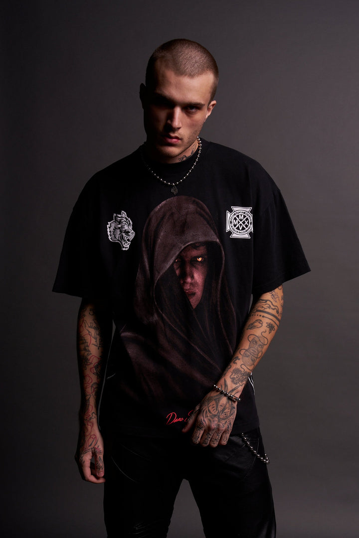 Revenge "Side By Side" Oversized Tee in Black