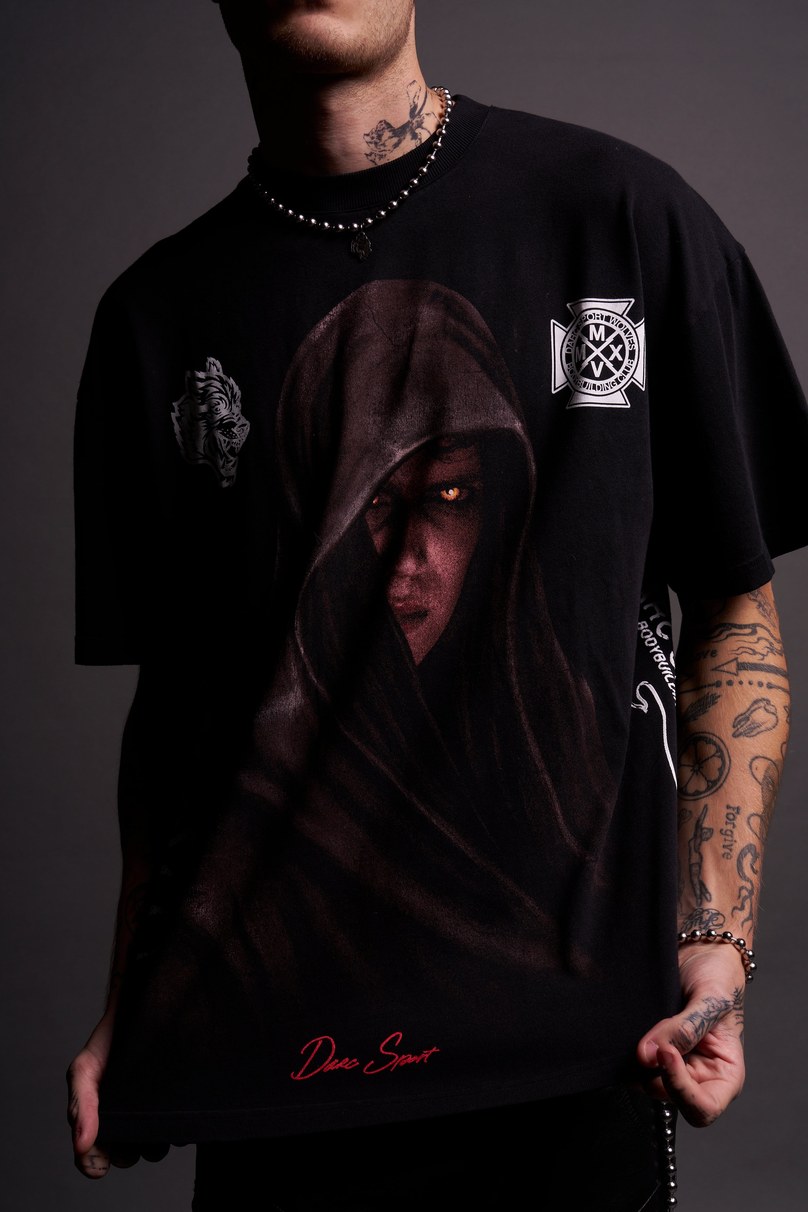 Revenge "Side By Side" Oversized Tee in Black