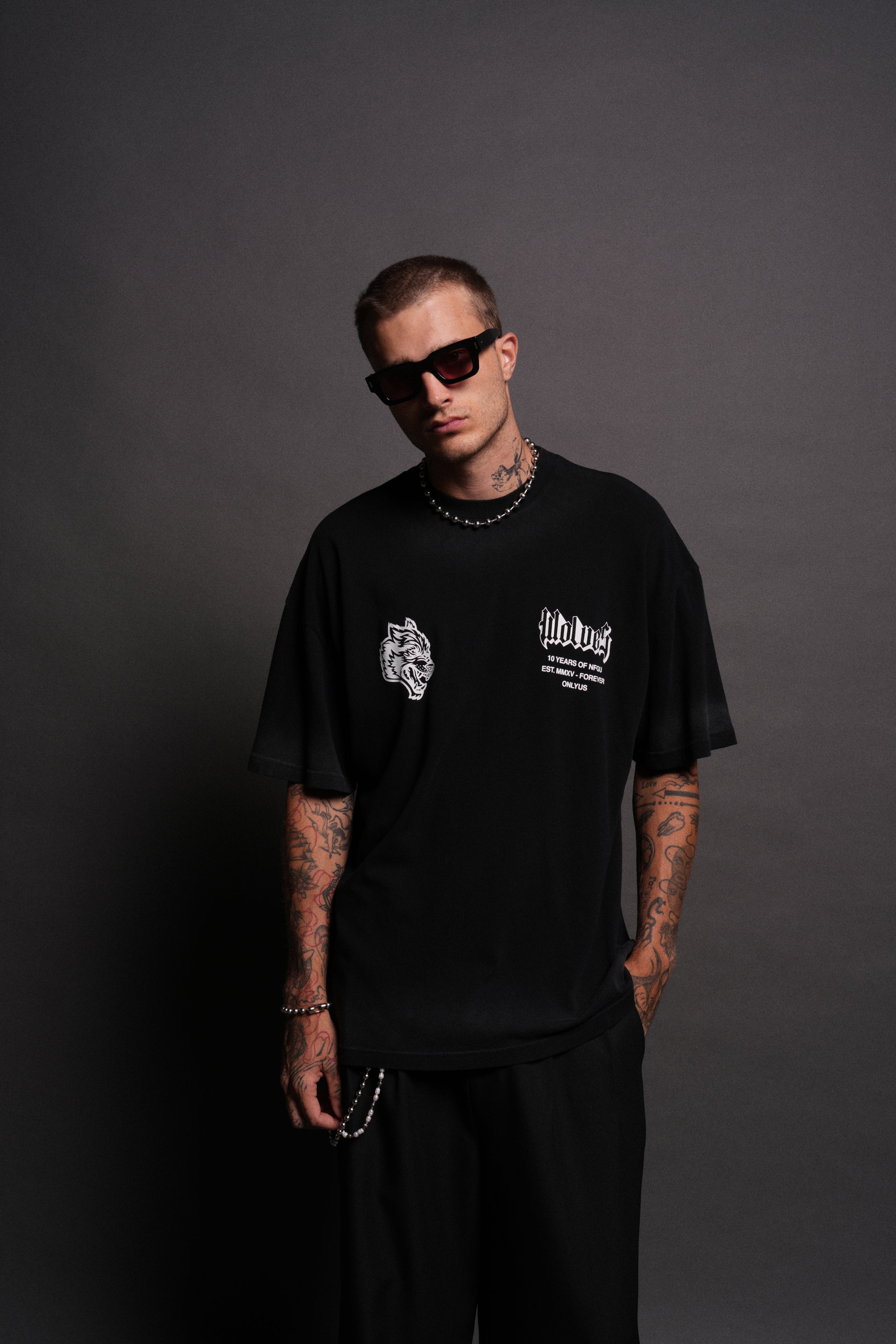 10 Years of NFGU "Premium" Oversized Tee in Black Drift Wash