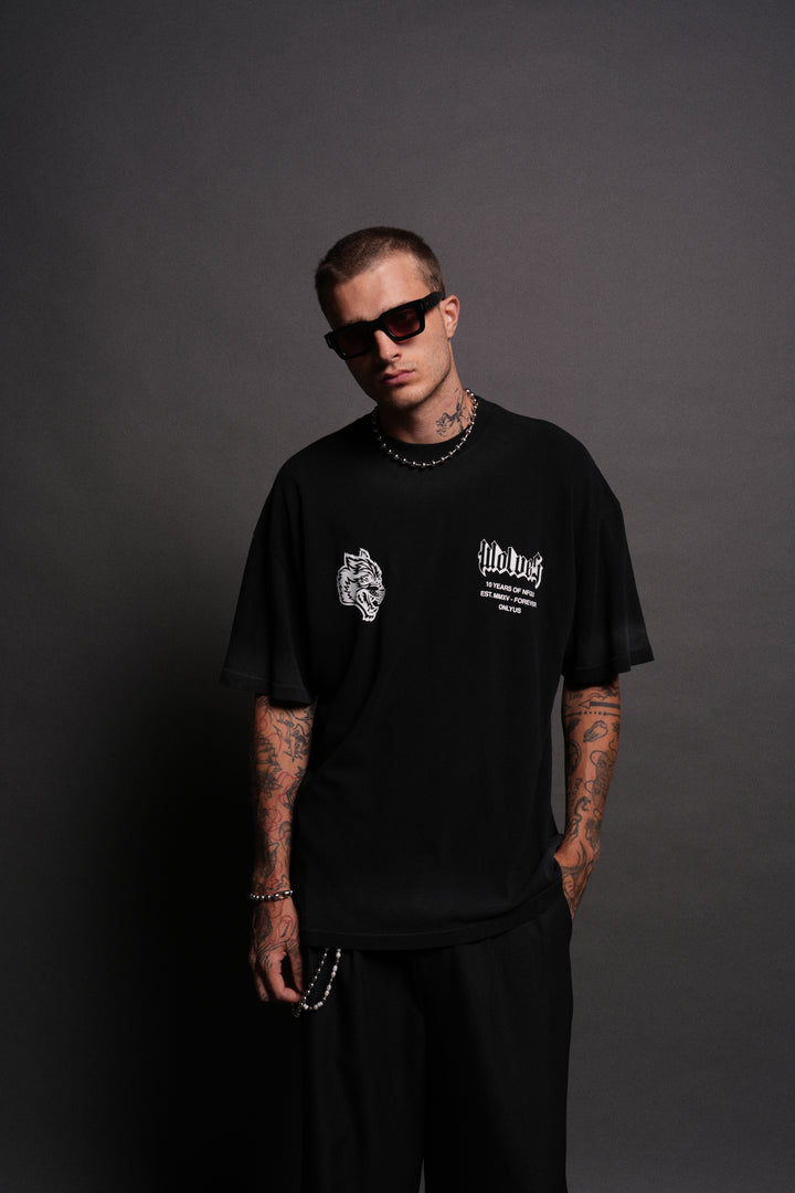 10 Years of NFGU "Premium" Oversized Tee in Black Drift Wash