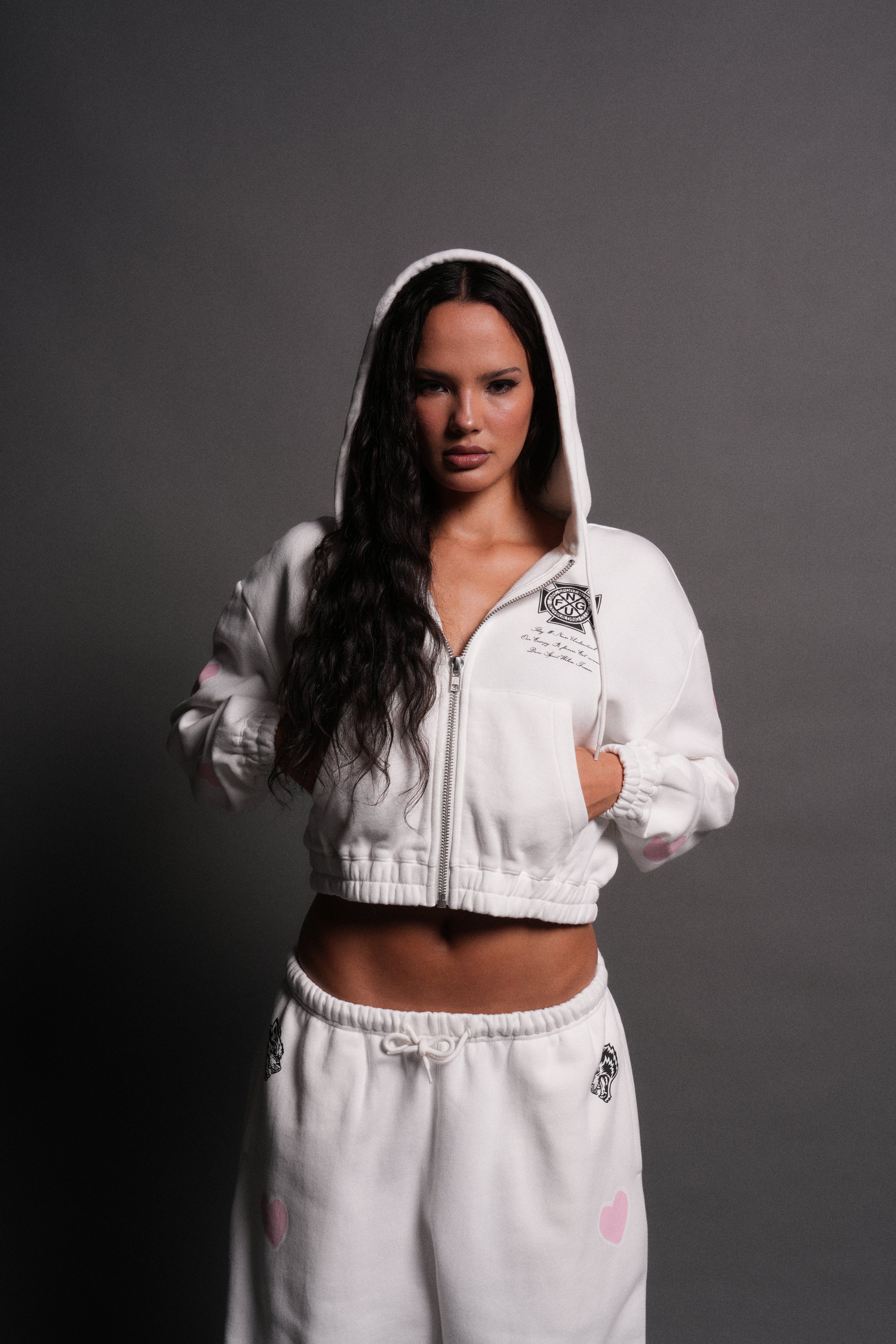 Her Energy "Chambers" (Cropped) Zip Hoodie in Cream