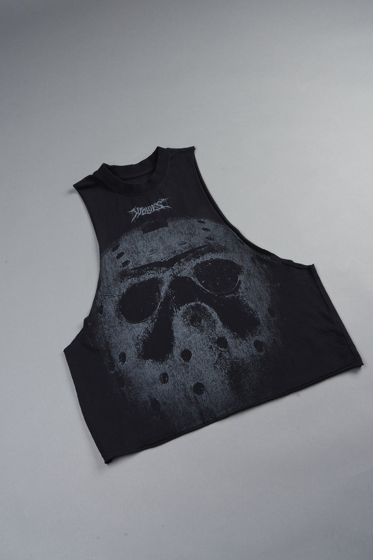 Jason Forever Grunge Raw Hem Box Cut Tommy Muscle Tee In Black