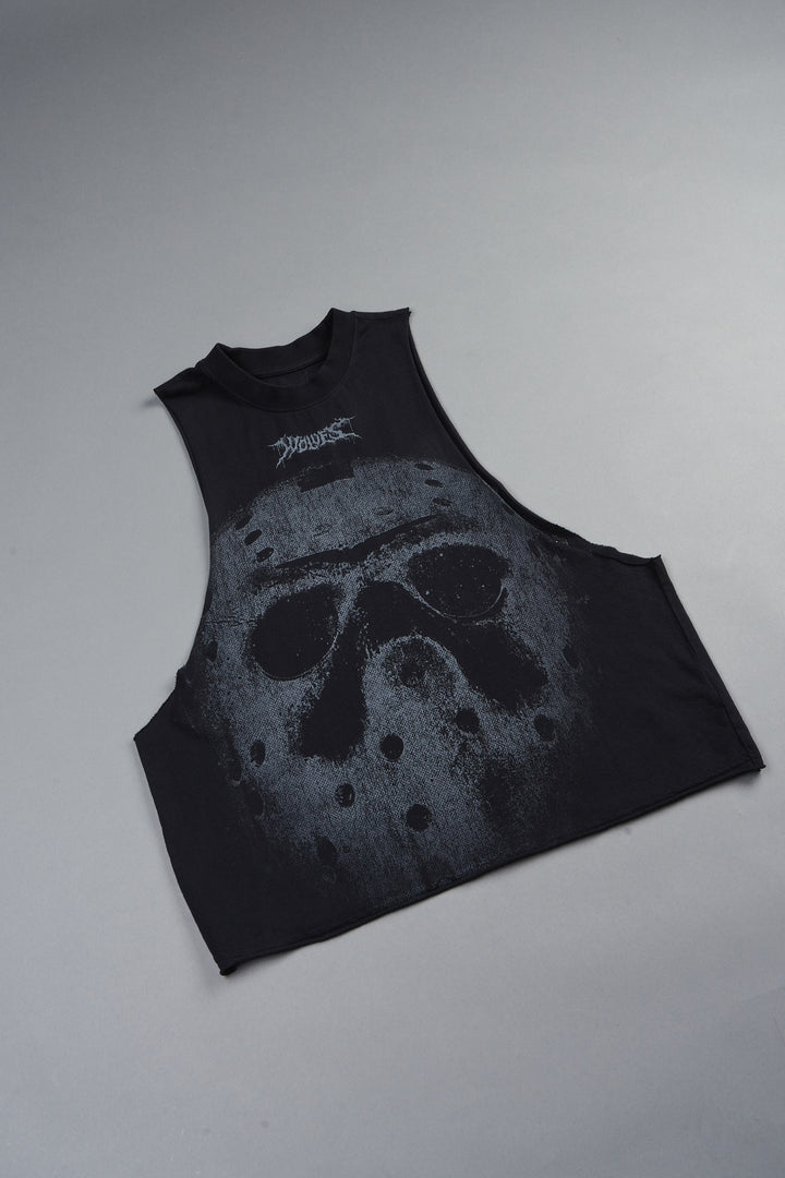 Jason Forever Grunge Raw Hem Box Cut Tommy Muscle Tee In Black