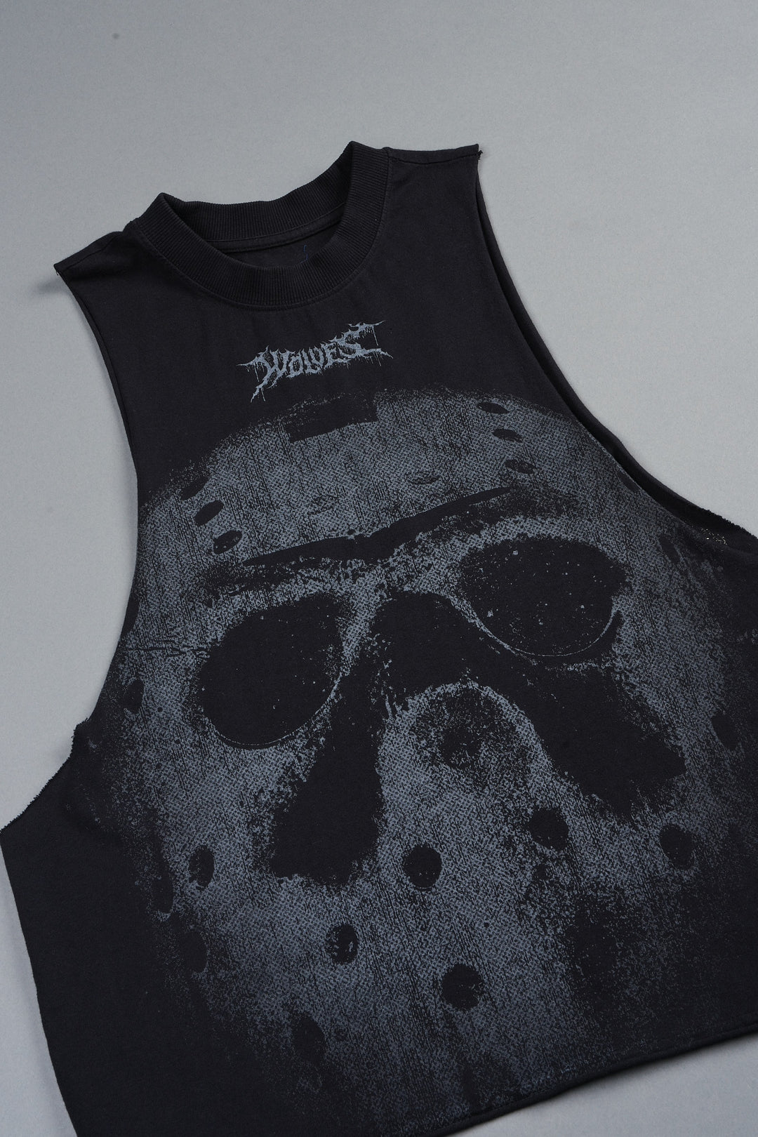 Jason Forever Grunge Raw Hem Box Cut Tommy Muscle Tee In Black