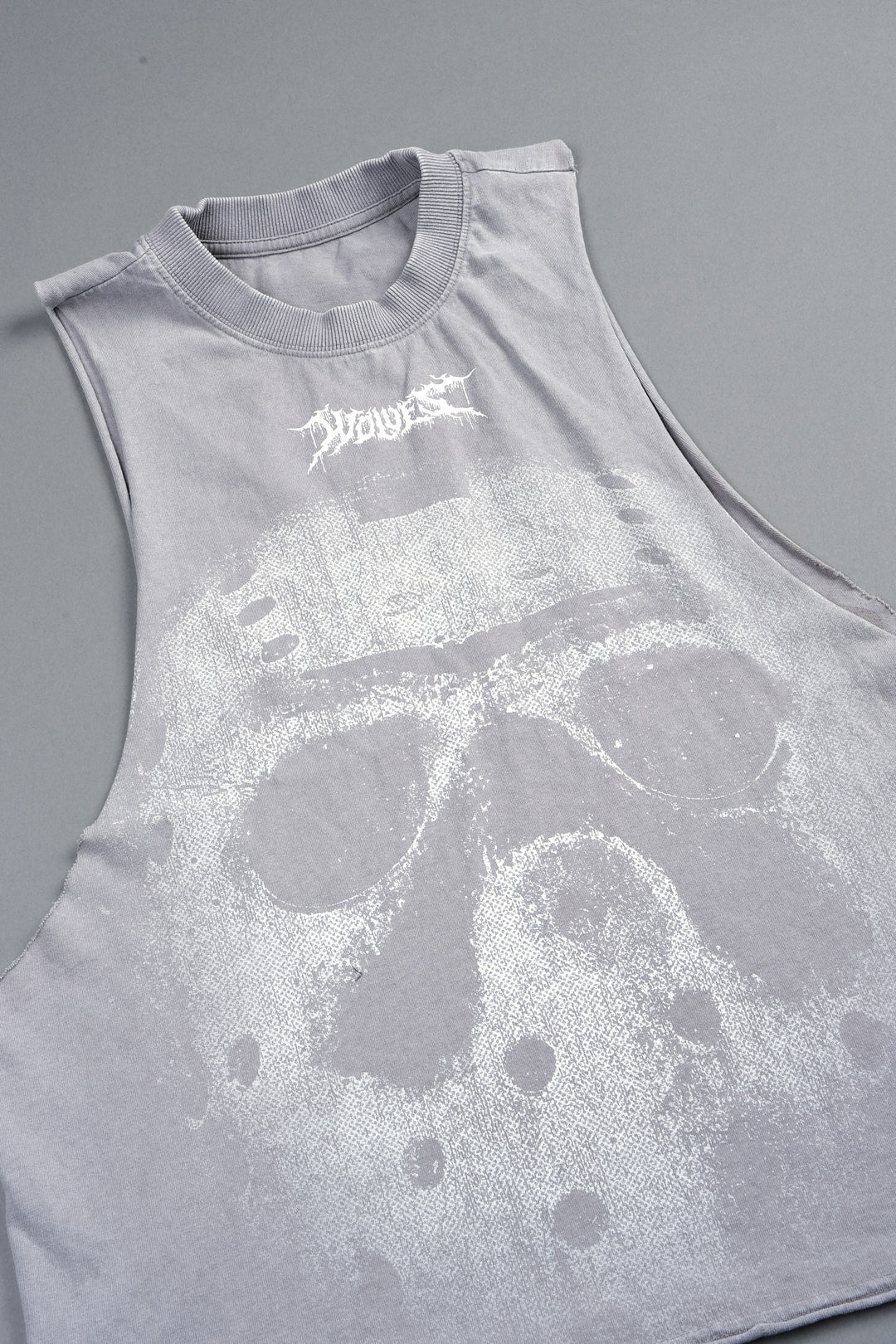 Jason Forever Grunge Raw Hem Box Cut Tommy Muscle Tee In Dove Gray