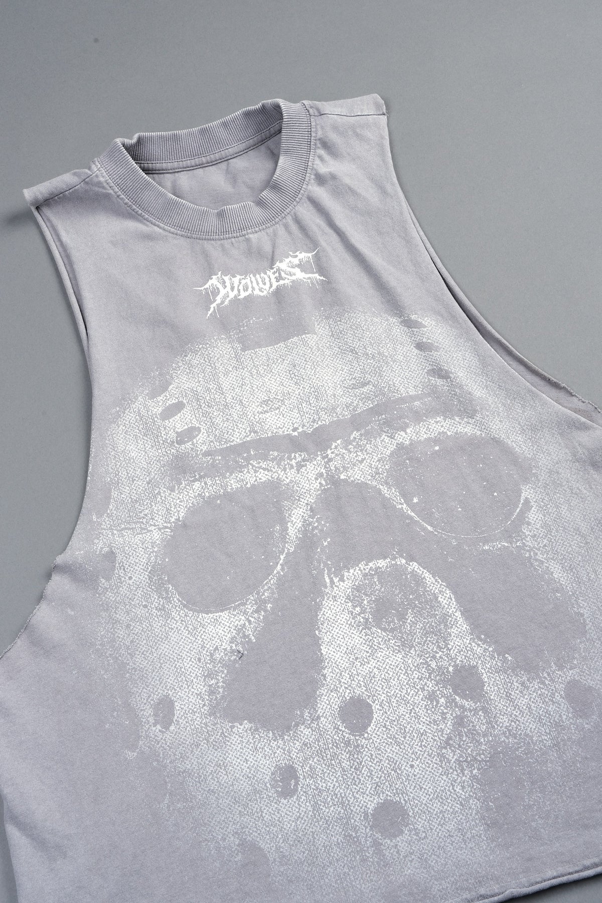Jason Forever Grunge Raw Hem Box Cut Tommy Muscle Tee In Dove Gray