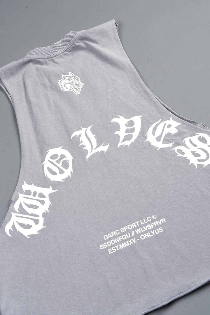 Jason Forever Grunge Raw Hem Box Cut Tommy Muscle Tee In Dove Gray