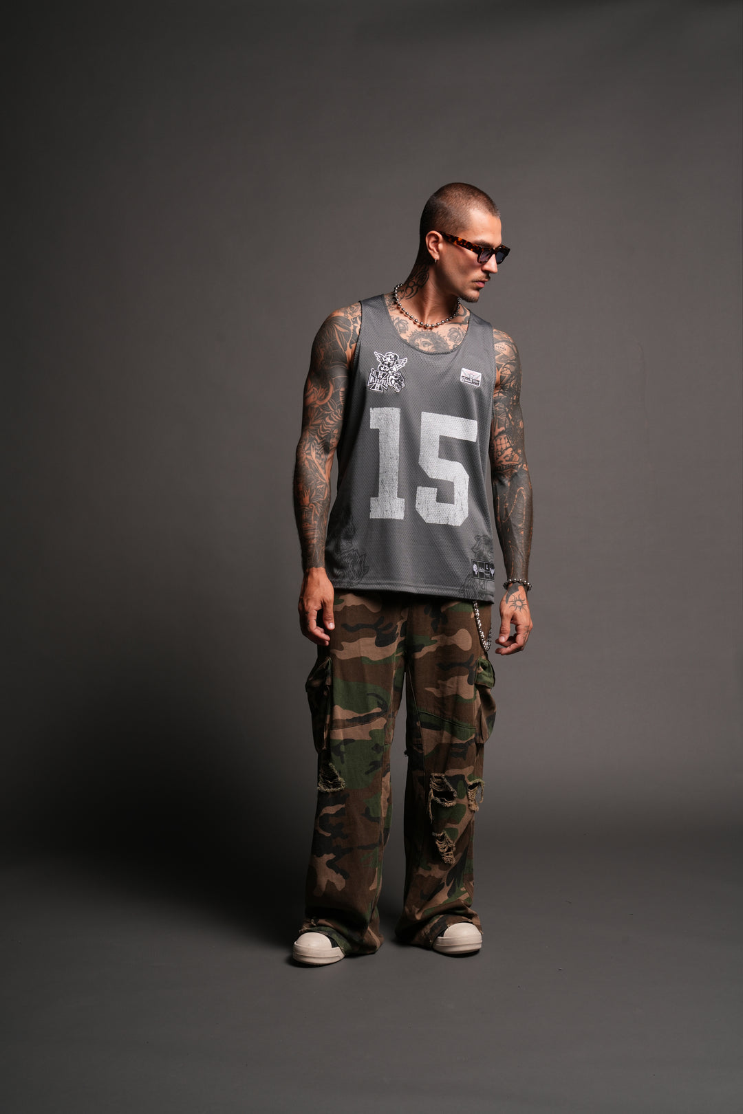 Shadow Blossom Reversible Bball Jersey In Slate Gray / All Of Us Camo
