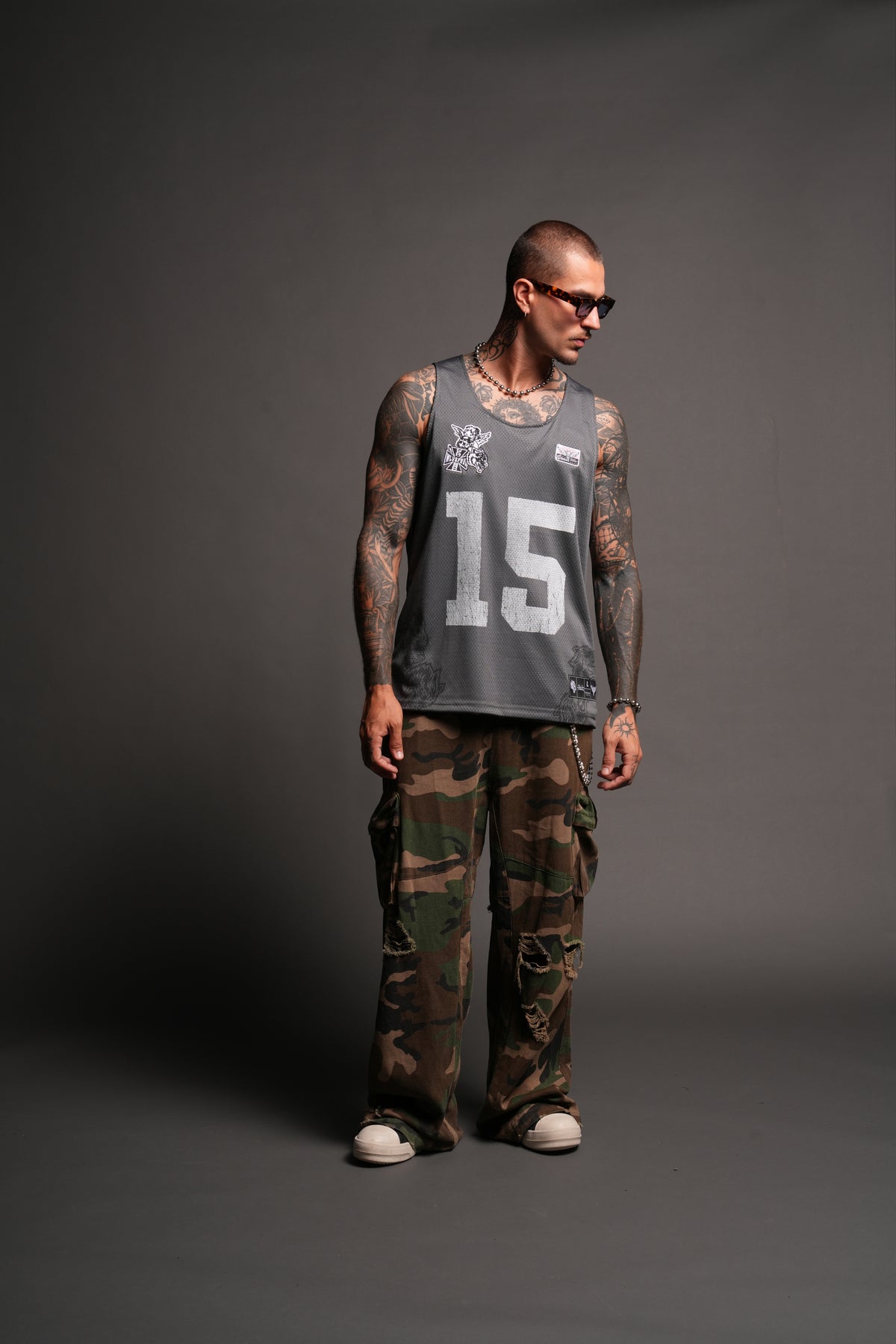Shadow Blossom Reversible Bball Jersey In Slate Gray / All Of Us Camo