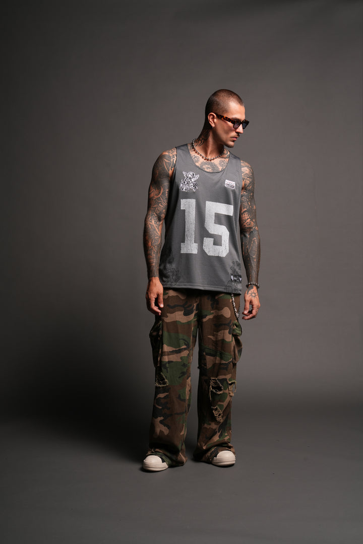 Shadow Blossom Reversible Bball Jersey In Slate Gray / All Of Us Camo