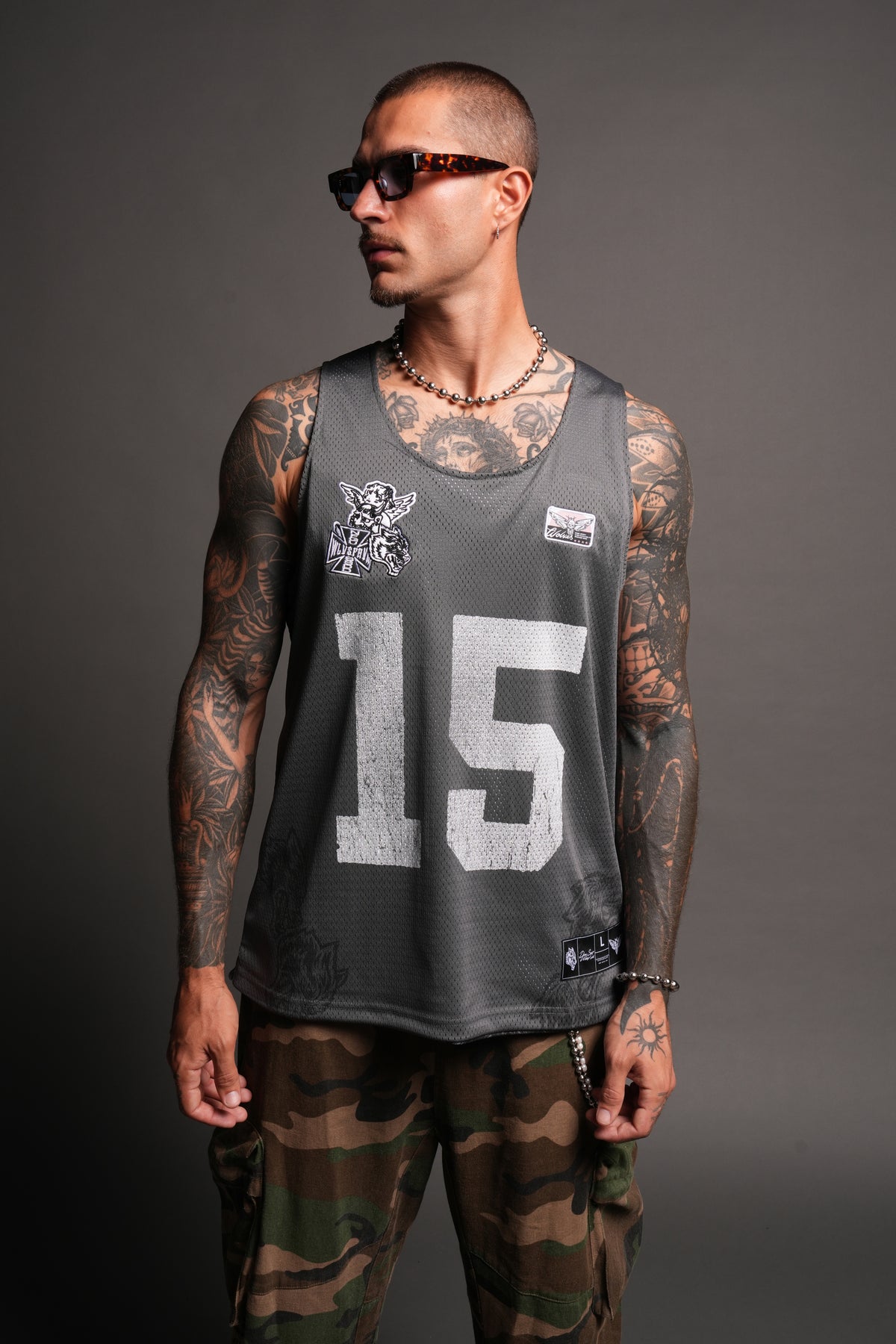 Shadow Blossom Reversible Bball Jersey In Slate Gray / All Of Us Camo